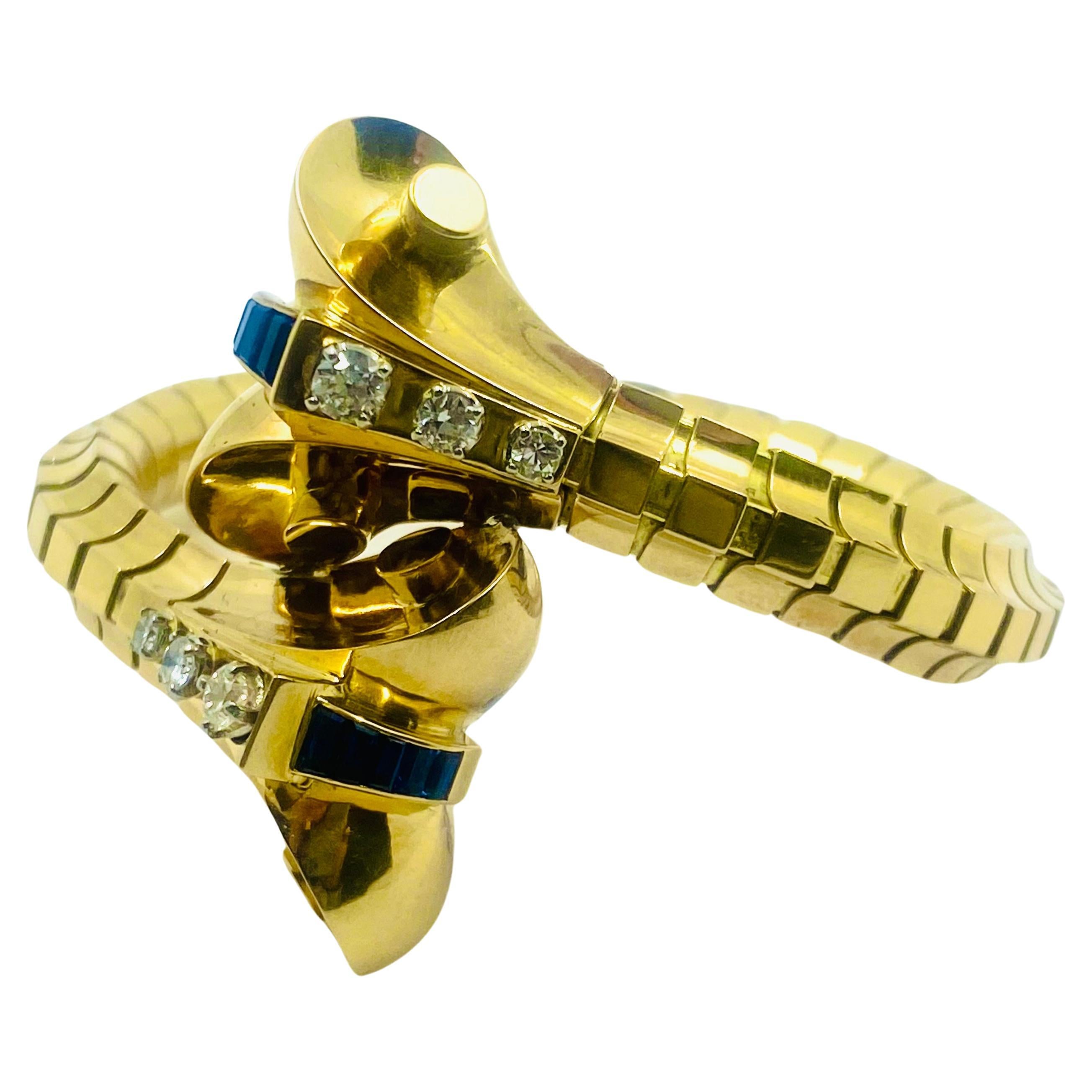 Donna Van Cleef & Arpels - Bracciale a serpente in oro con diamanti e zaffiri in vendita