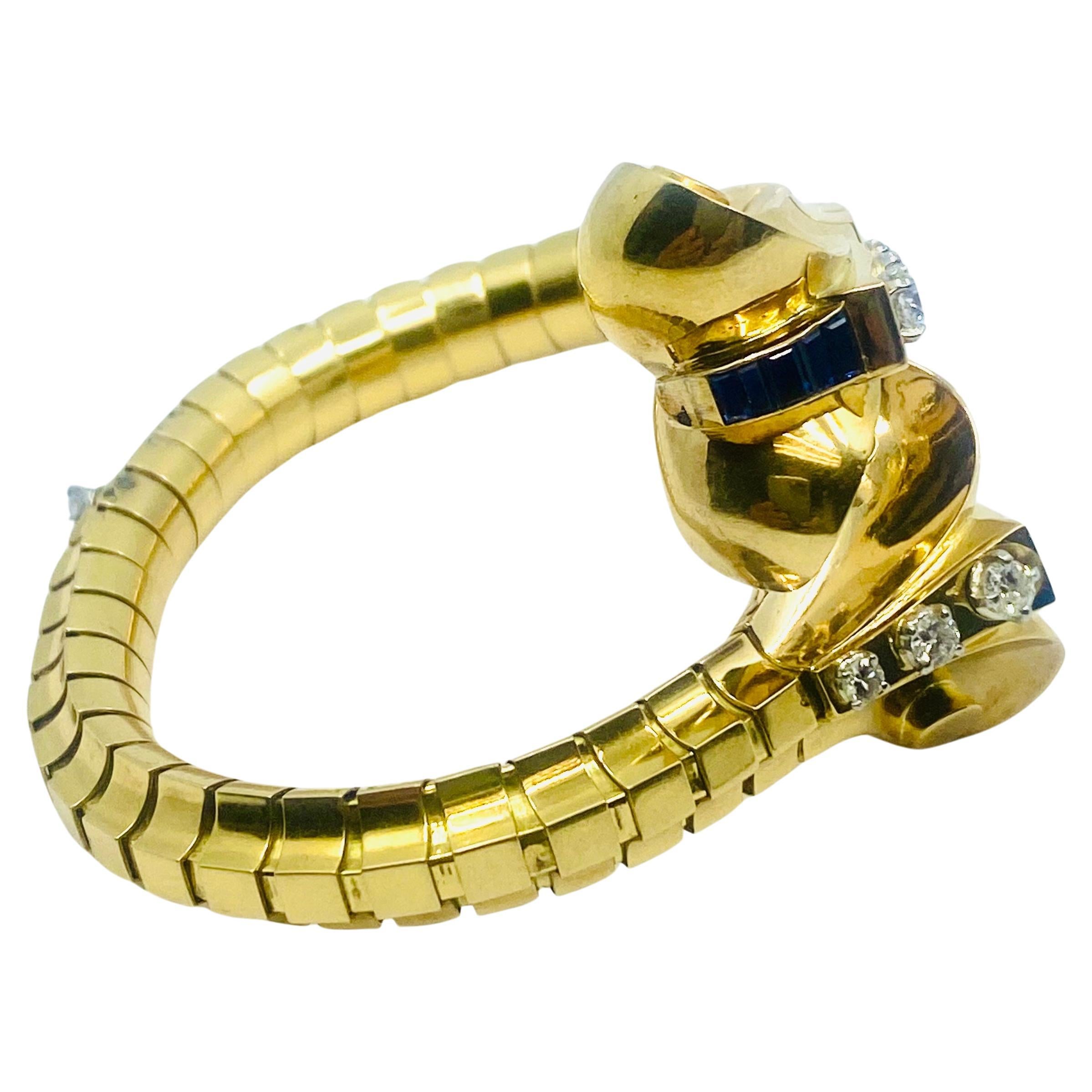 Van Cleef & Arpels - Bracciale a serpente in oro con diamanti e zaffiri in vendita 1
