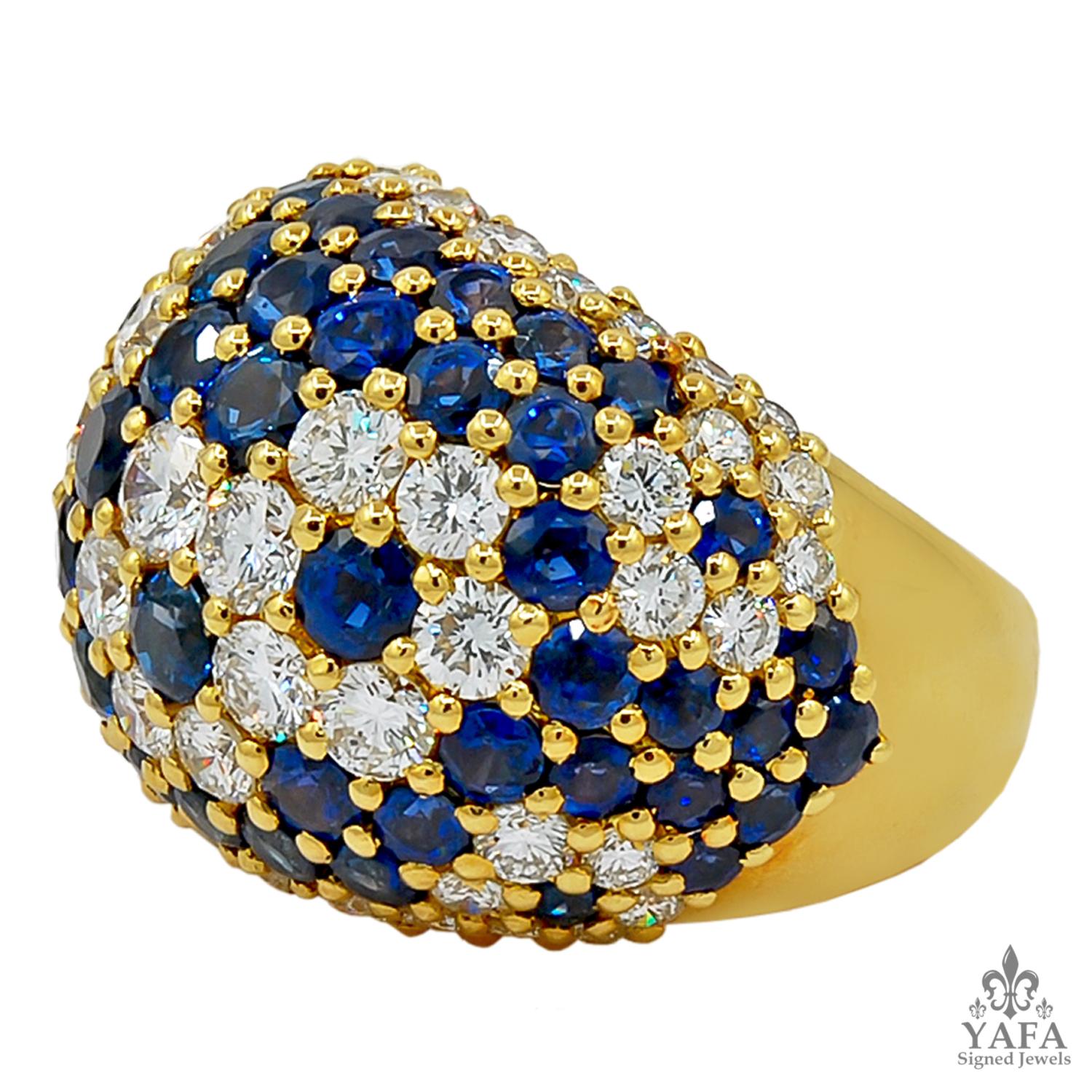 Van Cleef & Arpels Vintage Diamant-Saphir-Ring (Rundschliff) im Angebot