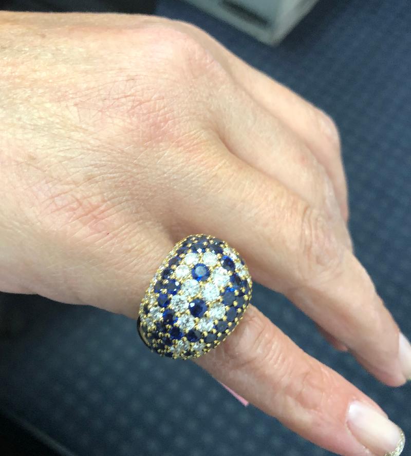 Round Cut Van Cleef & Arpels Vintage Diamond Sapphire Ring For Sale