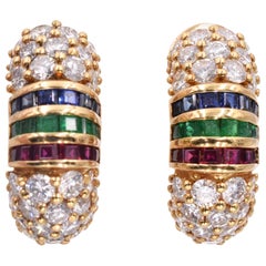 Aros Van Cleef & Arpels de diamante, zafiro, rubí y esmeralda