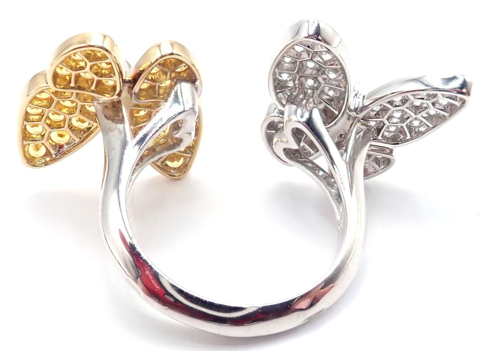 Van Cleef & Arpels Diamant Saphir Zwei Schmetterling Zwischen Finger Weißgold Ring (Brillantschliff) im Angebot