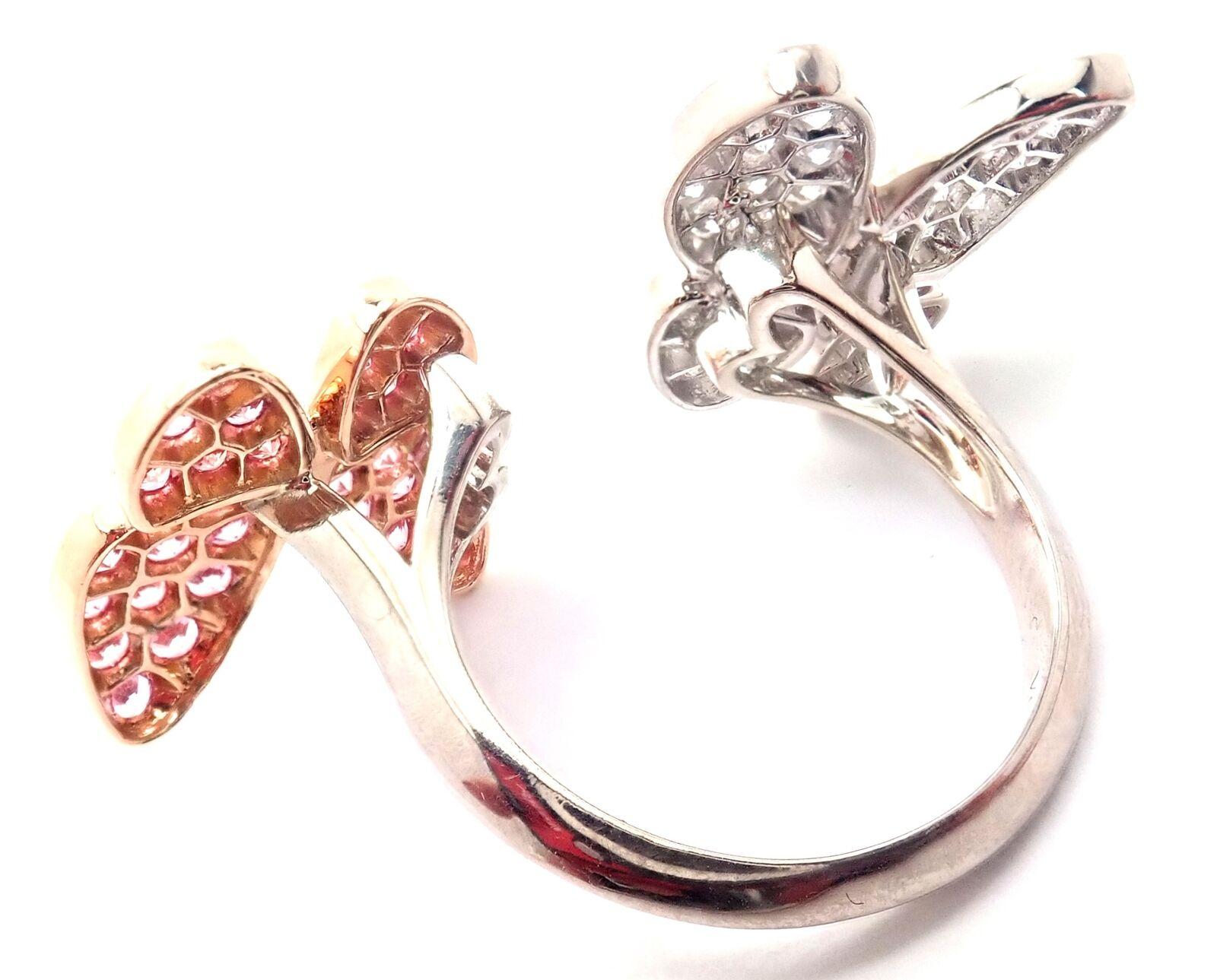 Van Cleef & Arpels Diamant Saphir Zwei Schmetterling Zwischen Finger Weißgold Ring im Angebot 4