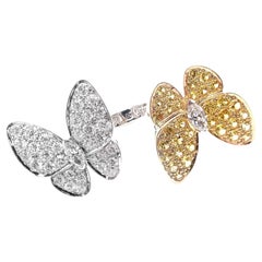 Van Cleef & Arpels Diamond Sapphire Two Butterfly Between Finger White Gold Ring