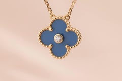 Van Cleef & Arpels Diamond Sèvres Porcelain Limited Edition Alhambra Necklace