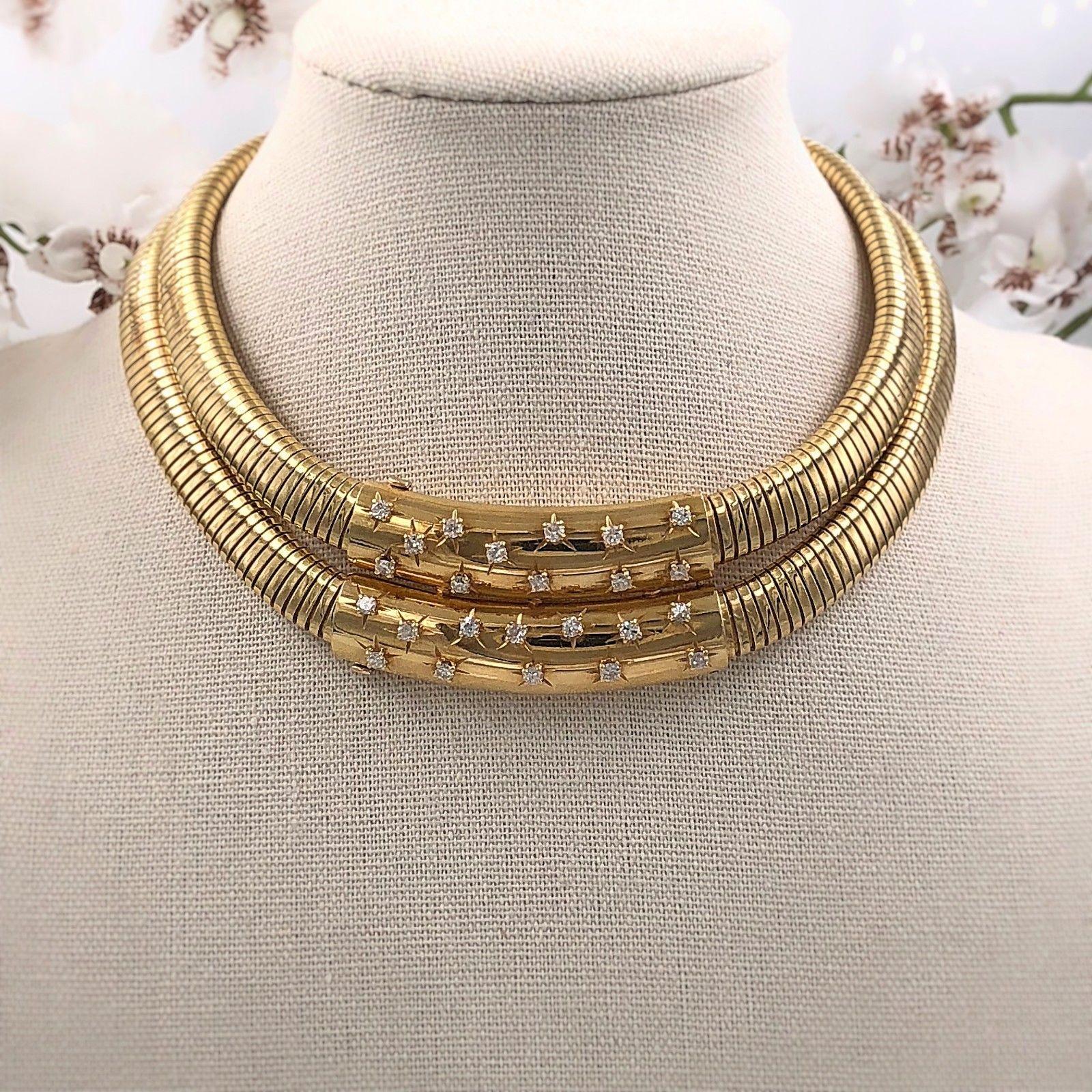 Round Cut Van Cleef & Arpels Diamond Starburst Double Collar Helene Necklace 18k Gold 1940