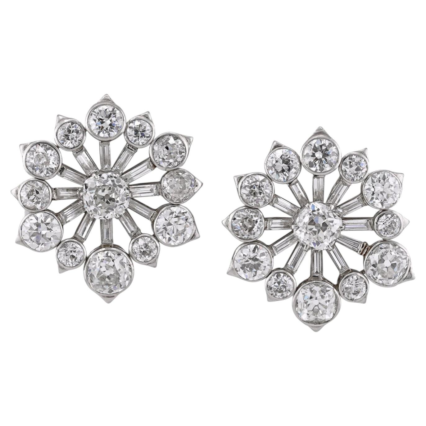 Orecchini a stella con diamanti di Van Cleef & Arpels, anni '40 - Platino in vendita
