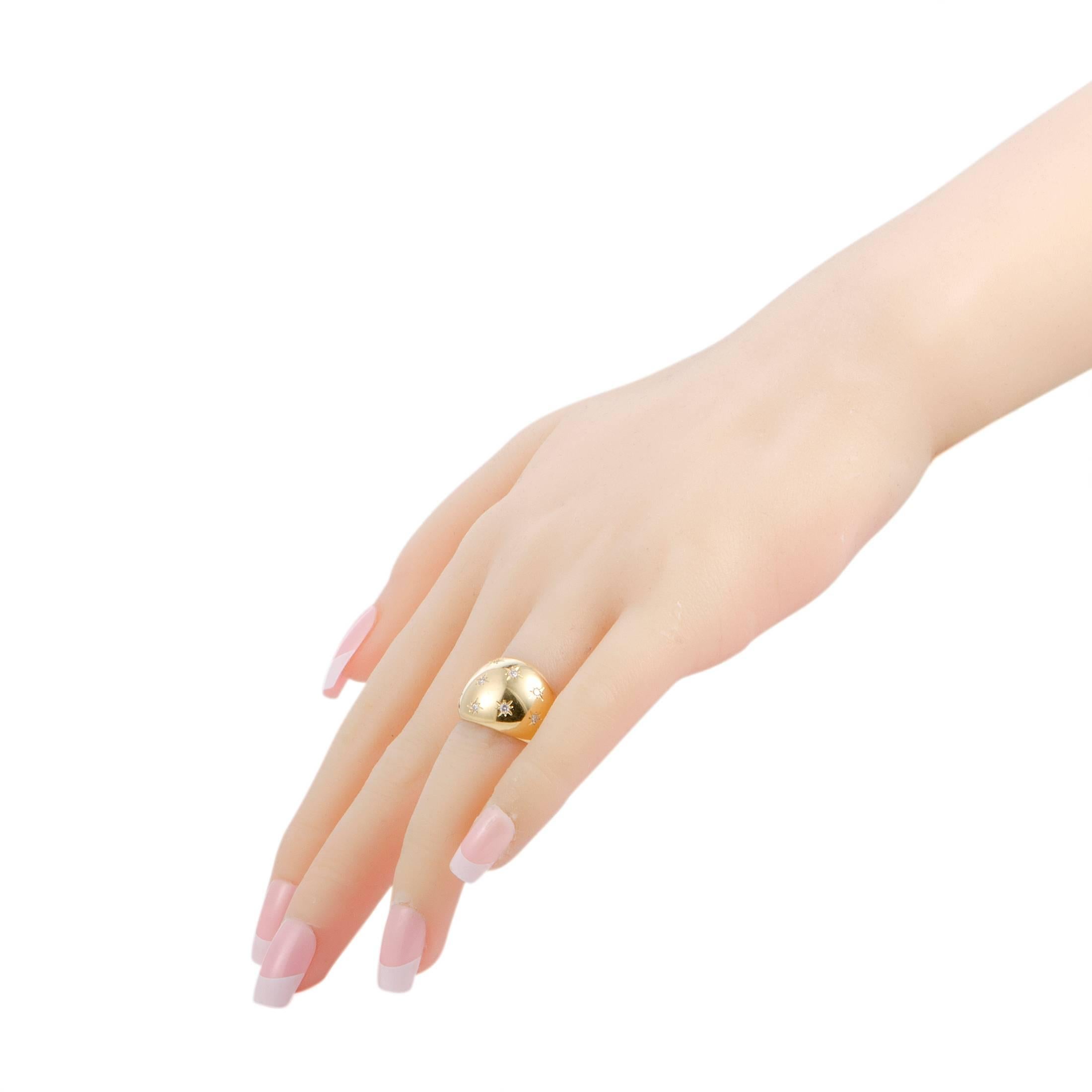 Van Cleef & Arpels Diamond Studded Gold Band Ring In Excellent Condition In Southampton, PA