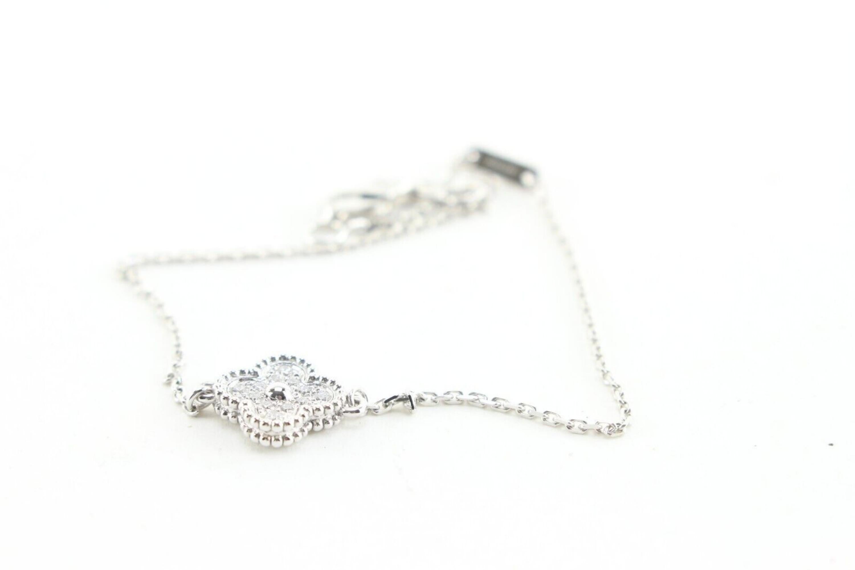 Women's Van Cleef & Arpels Diamond Sweet Alhambra 1 Motif White Gold Bracelet 2VCA0324