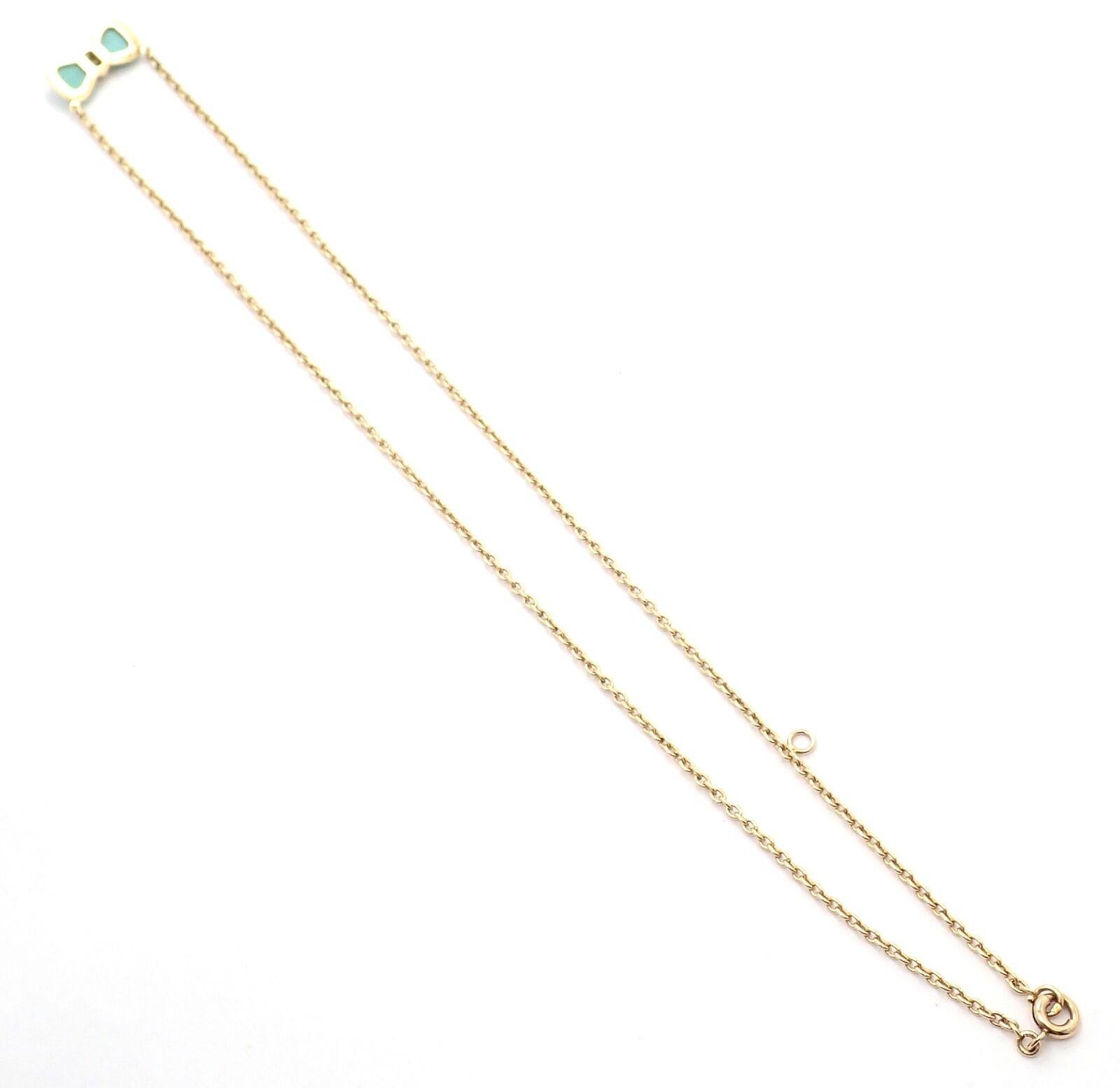 Women's or Men's Van Cleef & Arpels Diamond Turquoise Bow Yellow Gold Pendant Necklace