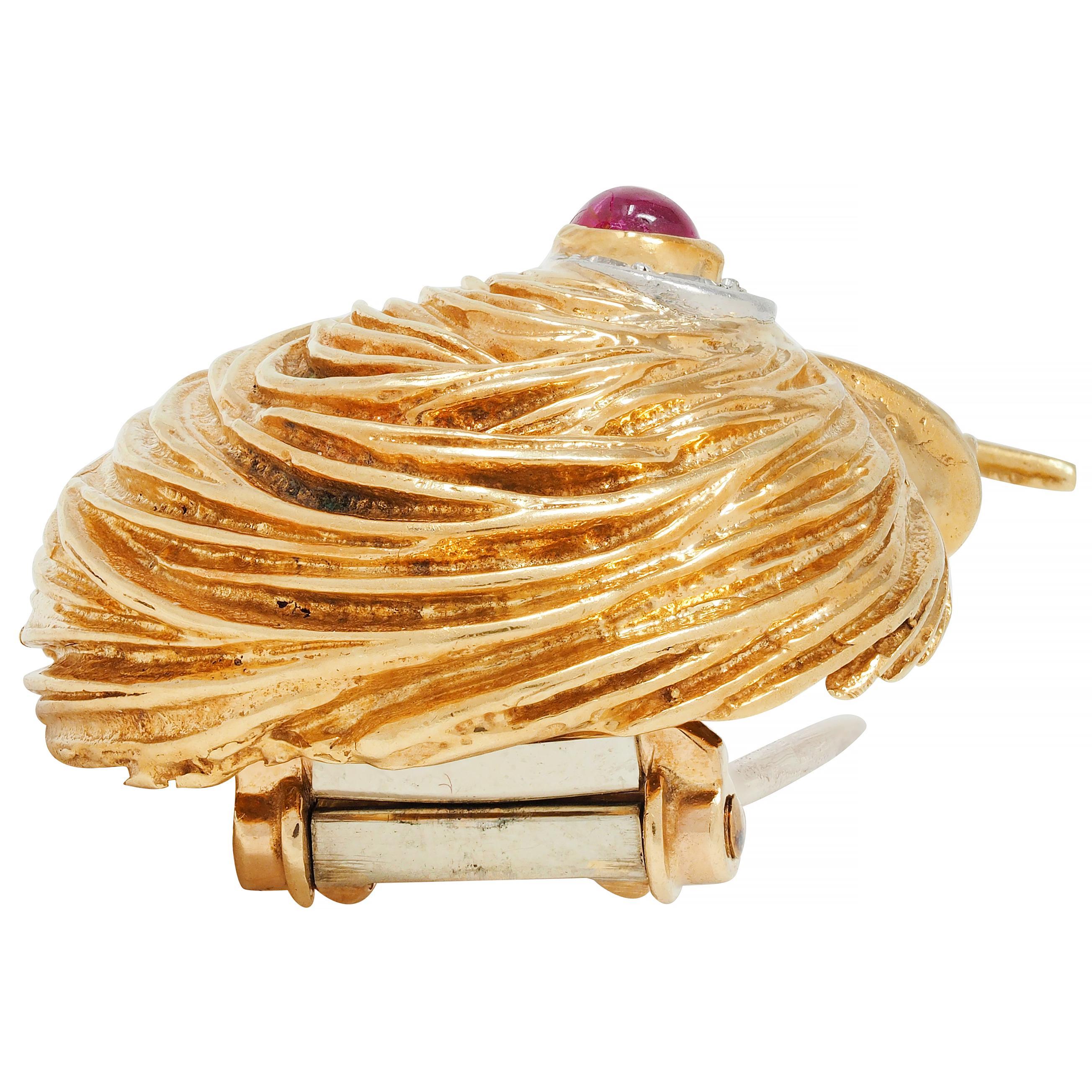 Van Cleef & Arpels Diamantes Turquesa Platino Oro de 18 Kilates Broche Vintage Pájaro 6