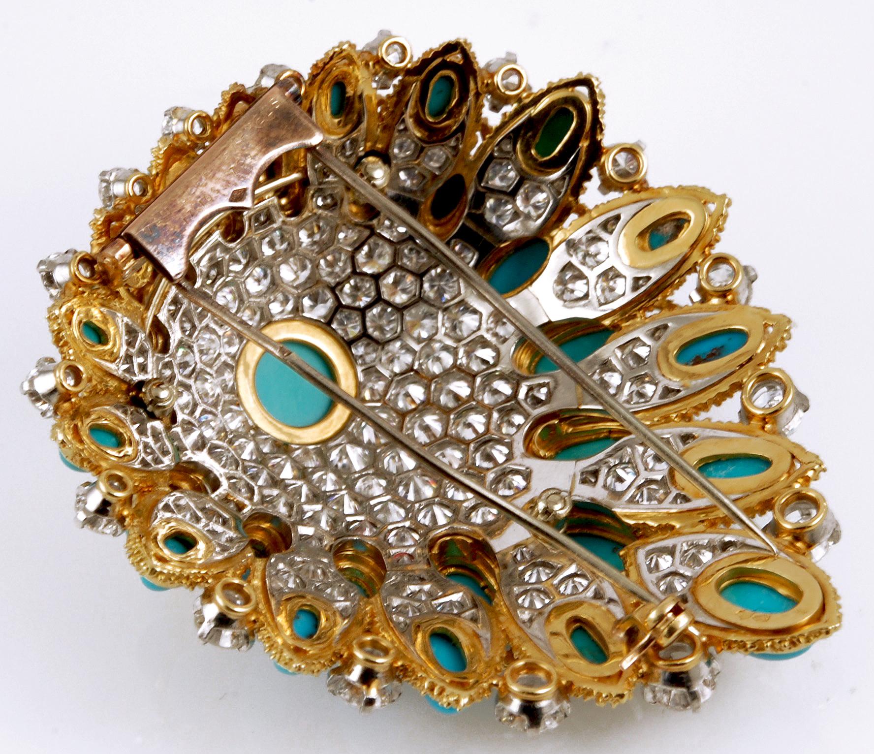 Round Cut Van Cleef & Arpels Vintage 1960s Diamond Turquoise Poire Suite For Sale