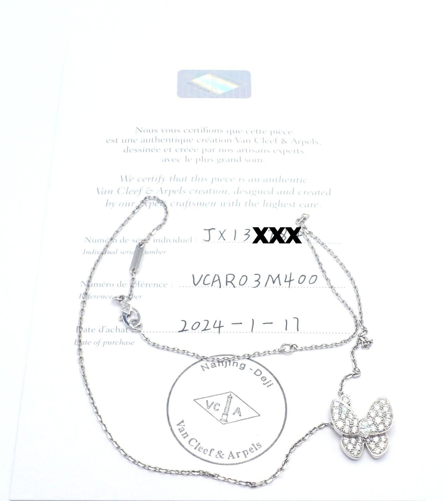 Van Cleef & Arpels Diamond Two Butterfly Papillon White Gold Necklace 2