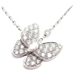 Van Cleef & Arpels Diamond Two Butterfly Papillon White Gold Necklace