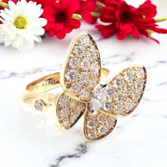 Van Cleef & Arpels Diamond Two Butterfly Yellow Gold Ring