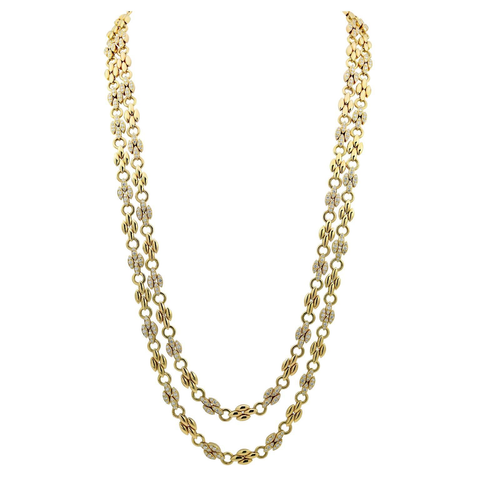 Van Cleef & Arpels Vintage Diamond Two Row Long Necklace