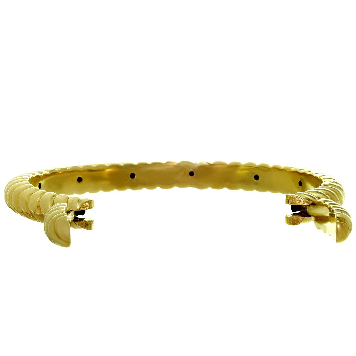 Women's Van Cleef & Arpels Diamond Two-Tone Yellow Gold Cuff Bracelet