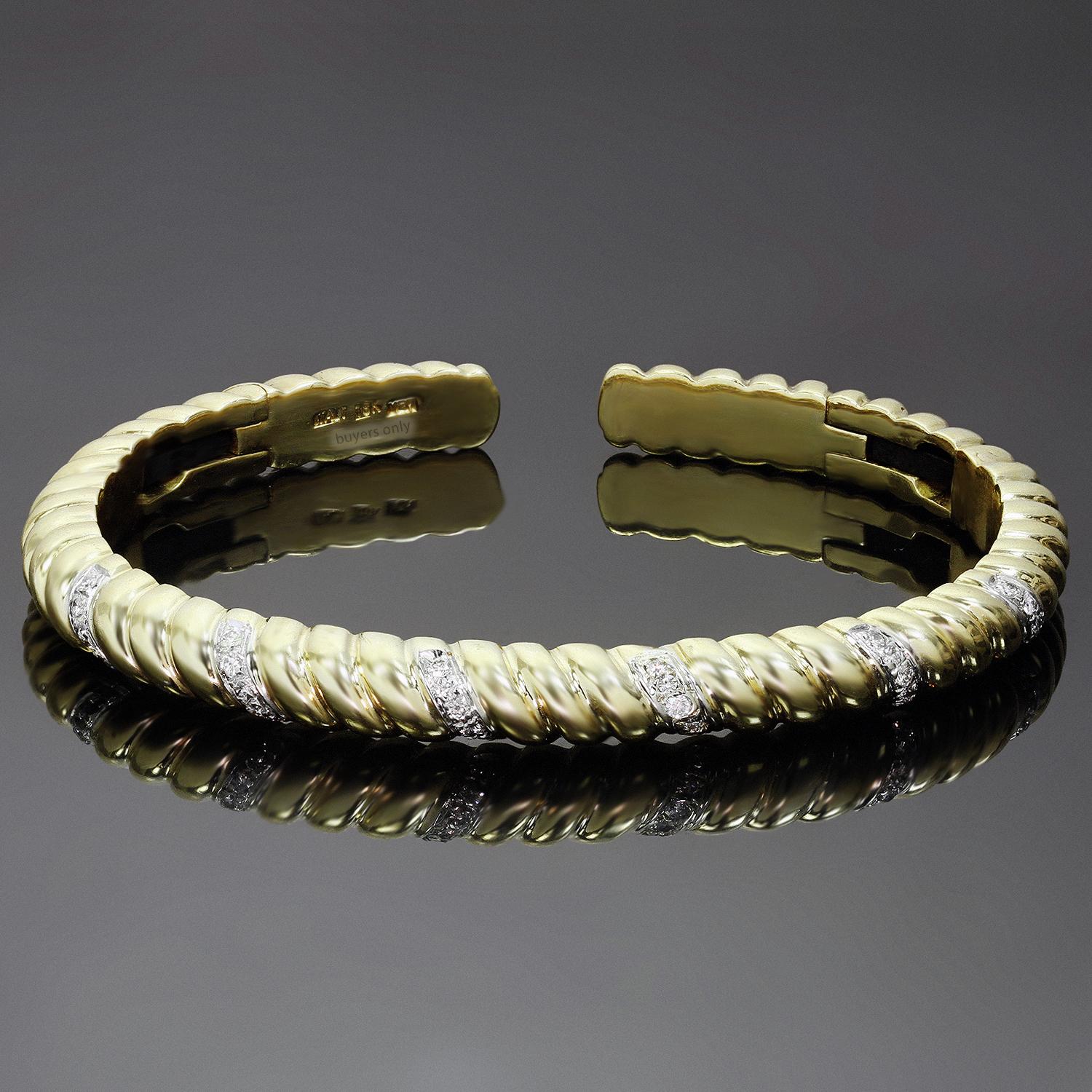 Van Cleef & Arpels Diamond Two-Tone Yellow Gold Cuff Bracelet 1