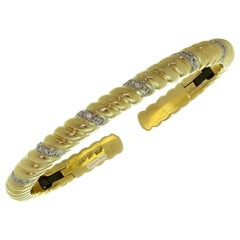 Van Cleef & Arpels Diamond Two-Tone Yellow Gold Cuff Bracelet