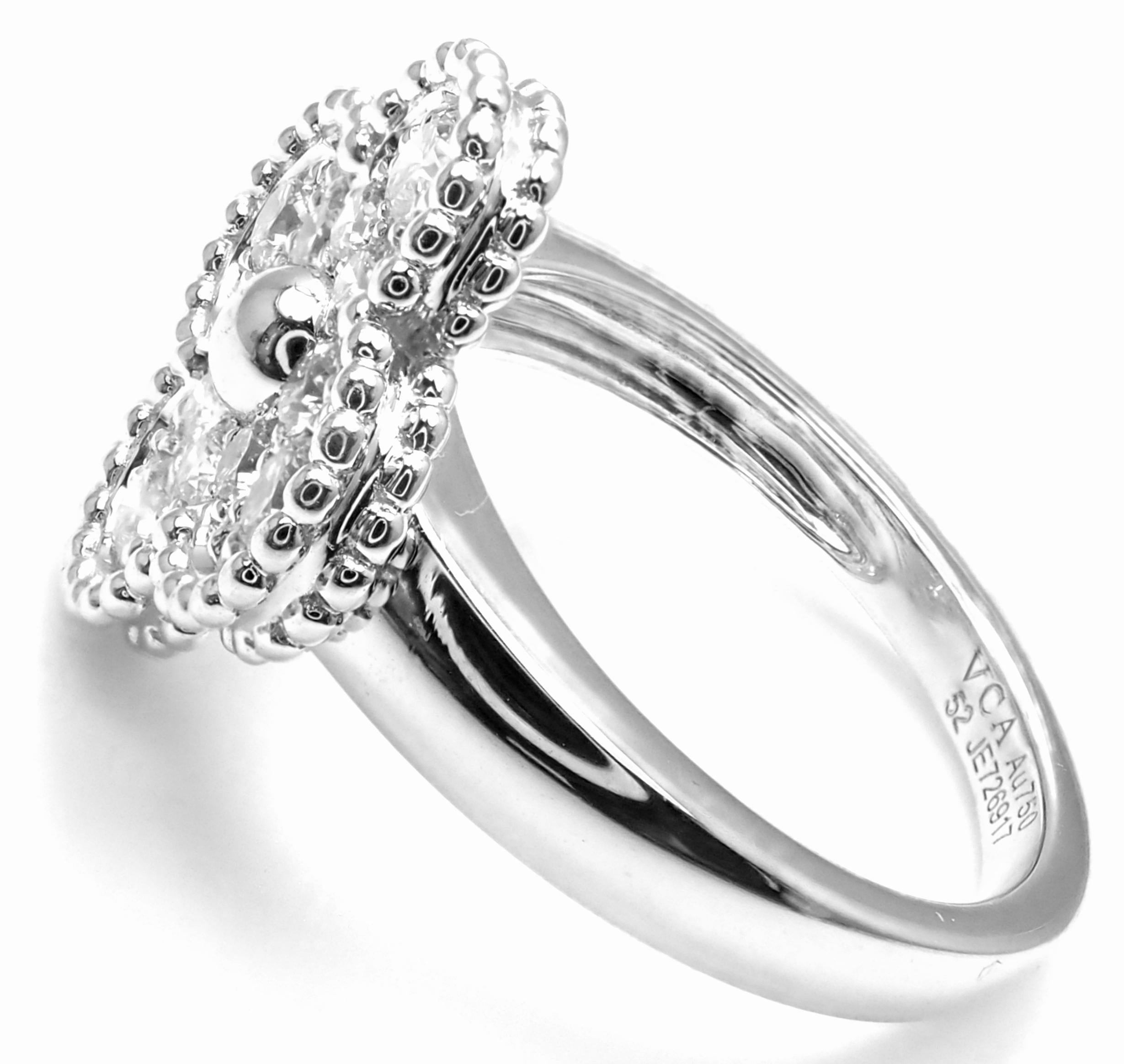 Women's or Men's Van Cleef & Arpels Diamond Vintage Alhambra White Gold Ring