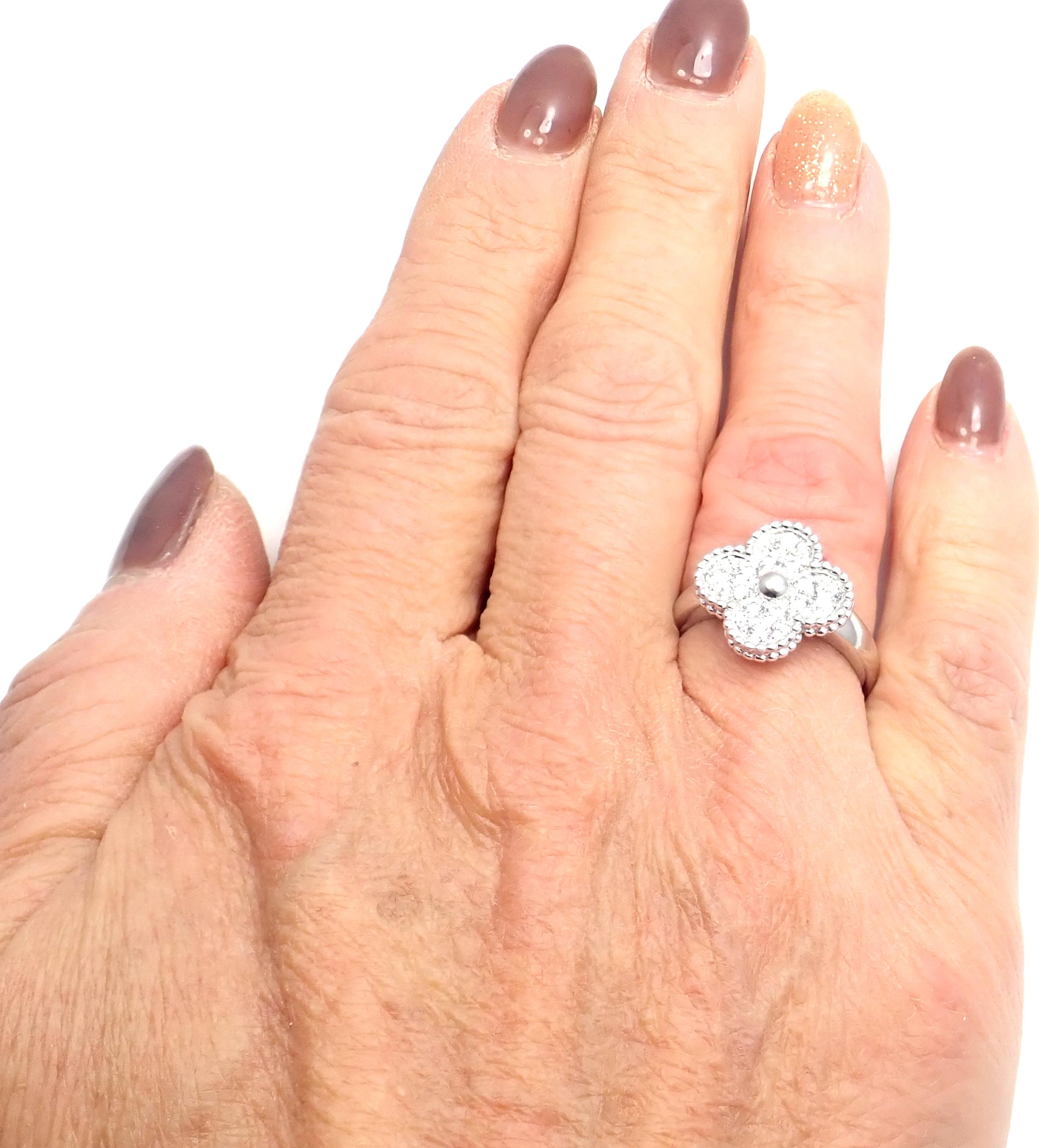 Van Cleef & Arpels Diamond Vintage Alhambra White Gold Ring 2