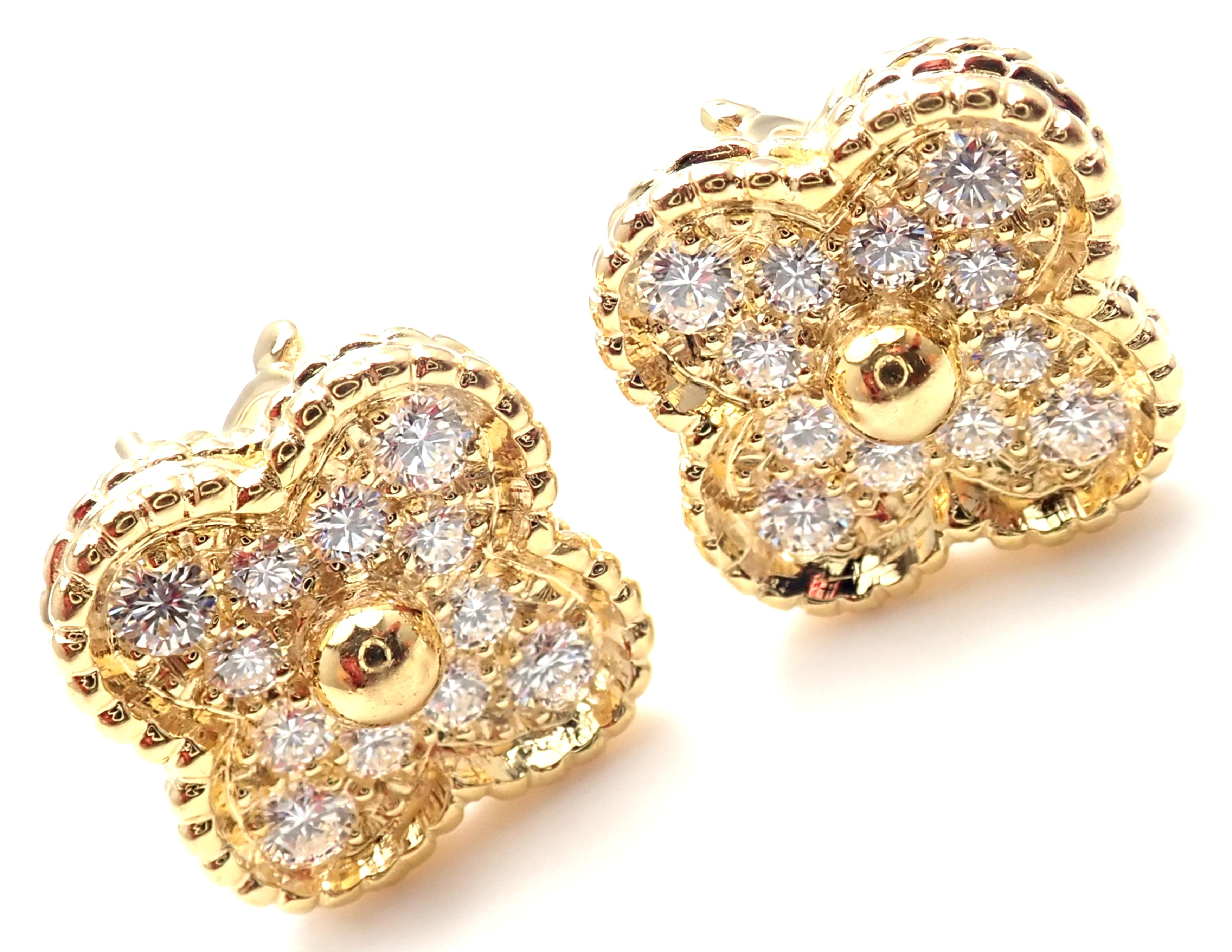Van Cleef & Arpels Diamond Vintage Alhambra Yellow Gold Earrings 1