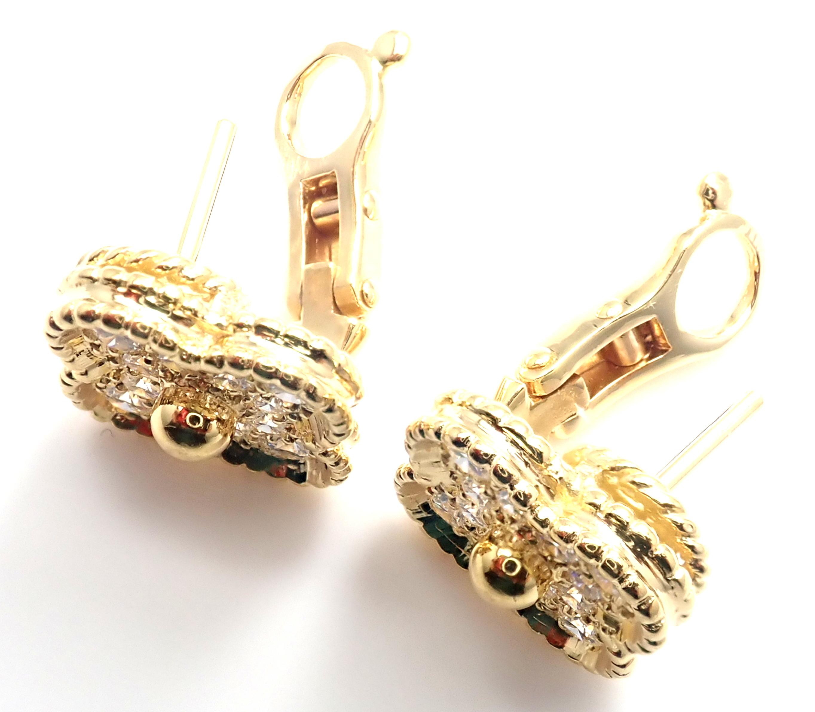 Van Cleef & Arpels Diamond Vintage Alhambra Yellow Gold Earrings 2