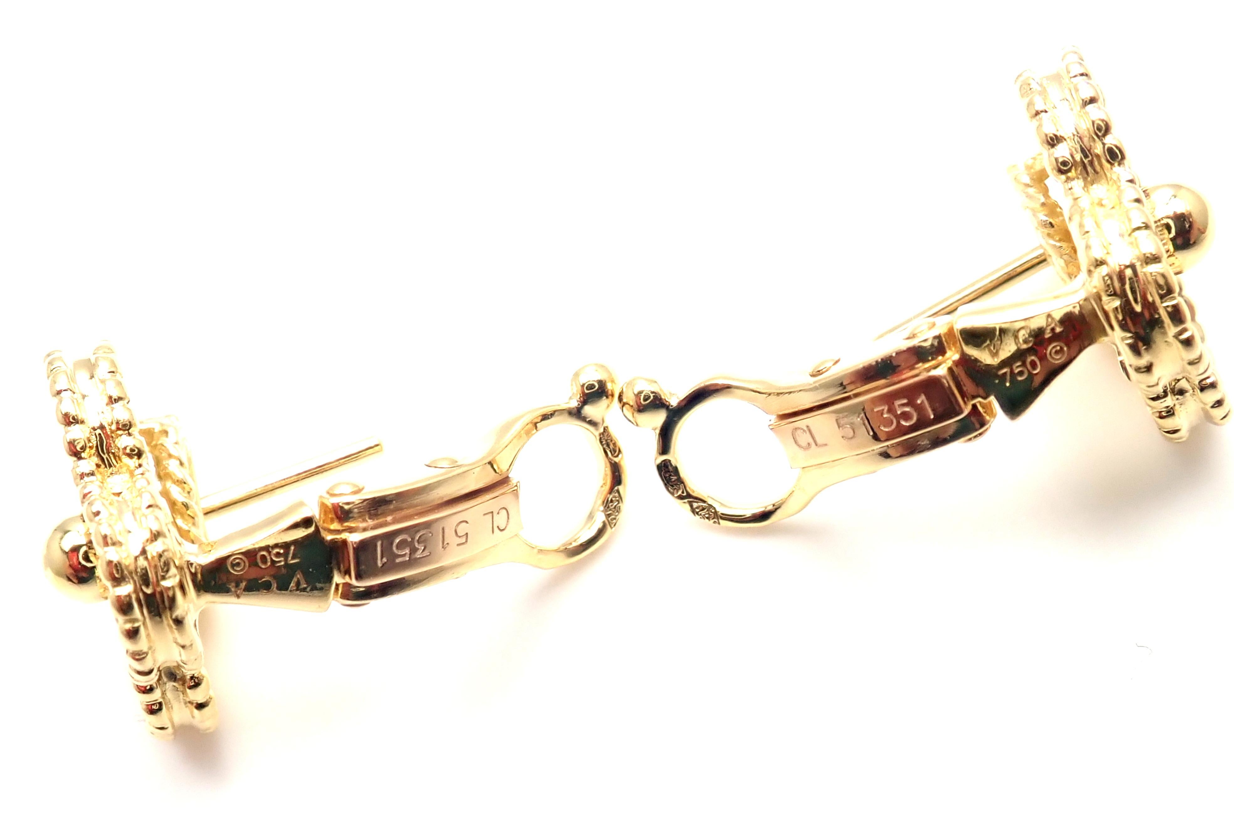 Van Cleef & Arpels Diamond Vintage Alhambra Yellow Gold Earrings 3