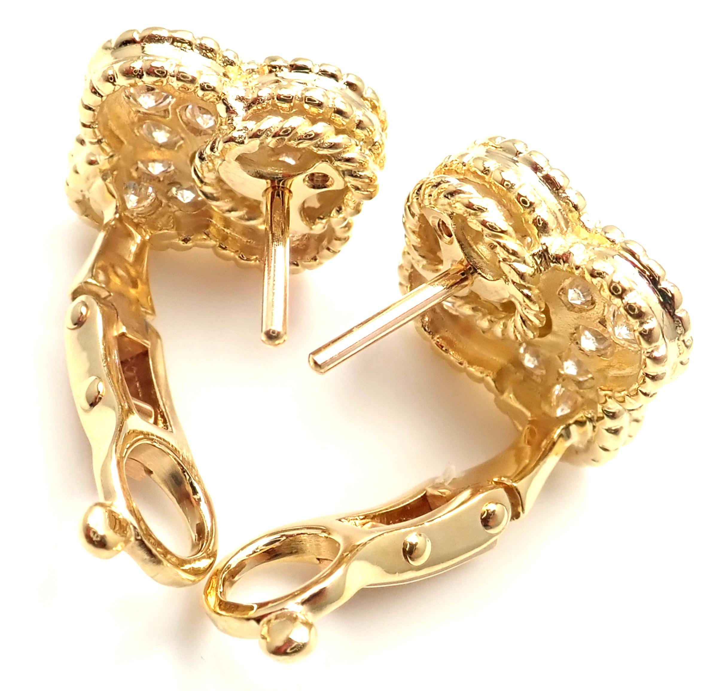 Van Cleef & Arpels Diamond Vintage Alhambra Yellow Gold Earrings 5