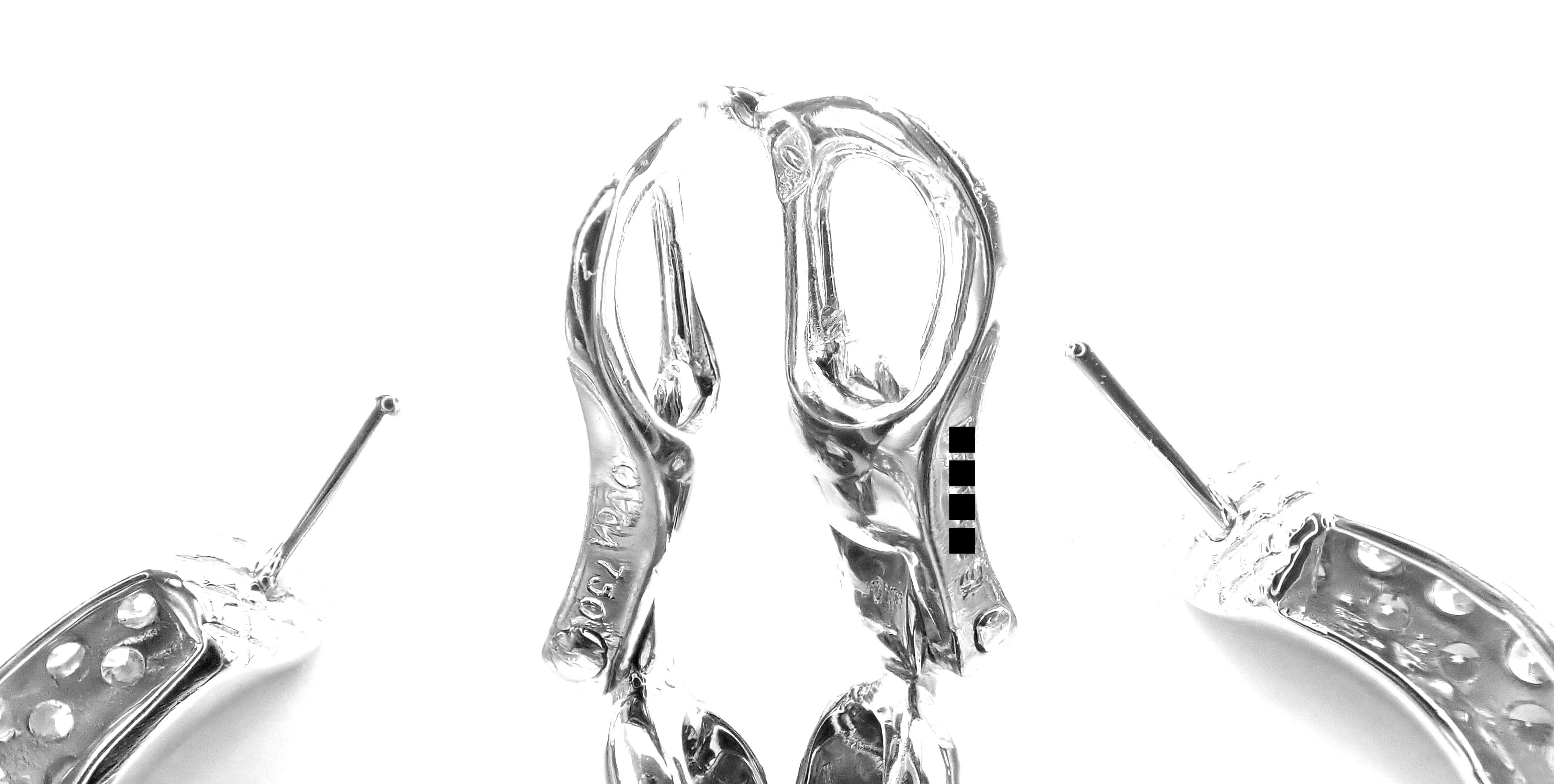 Van Cleef & Arpels Diamond White Gold Hoop Earrings For Sale 2
