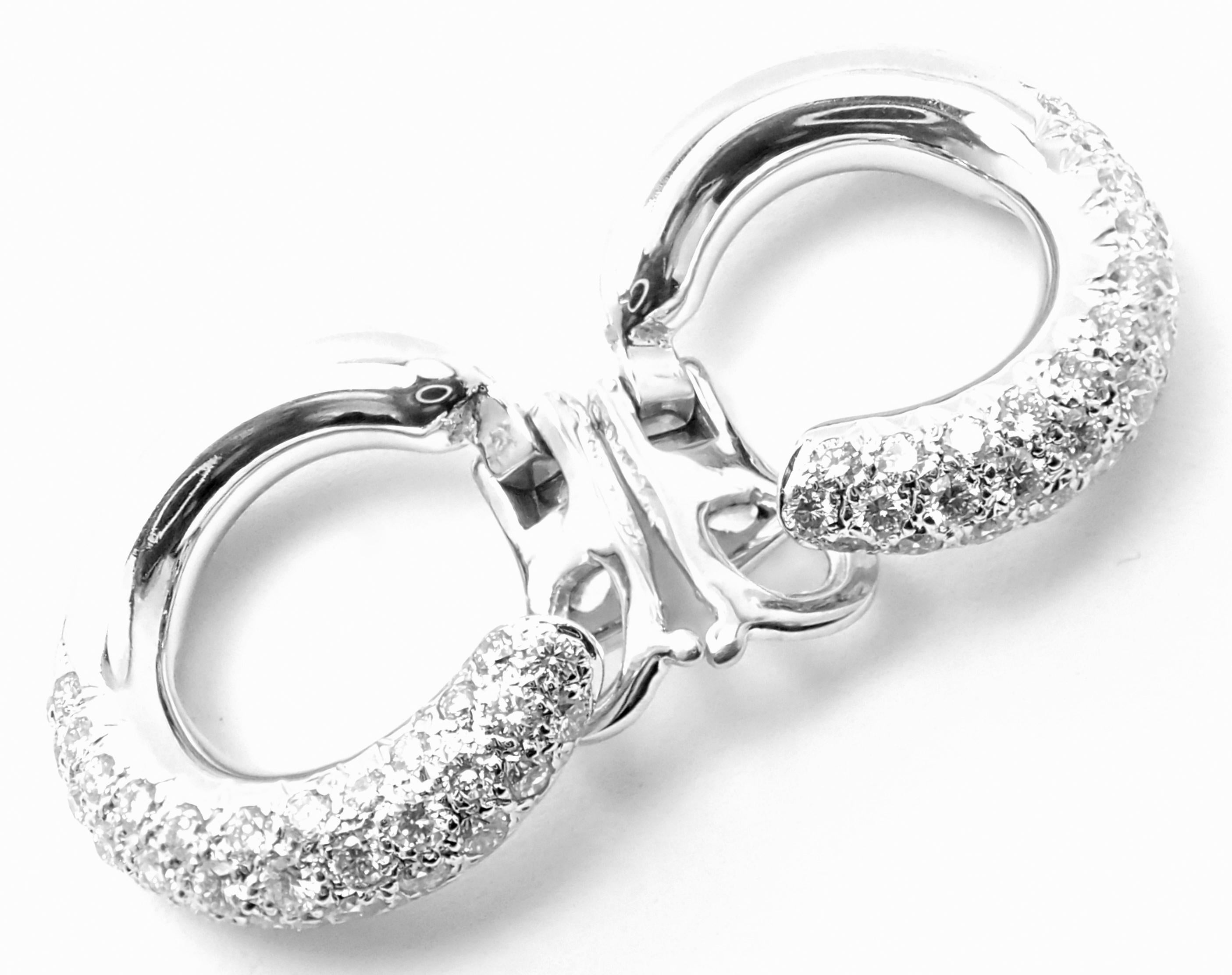 Van Cleef & Arpels Diamond White Gold Hoop Earrings For Sale 3