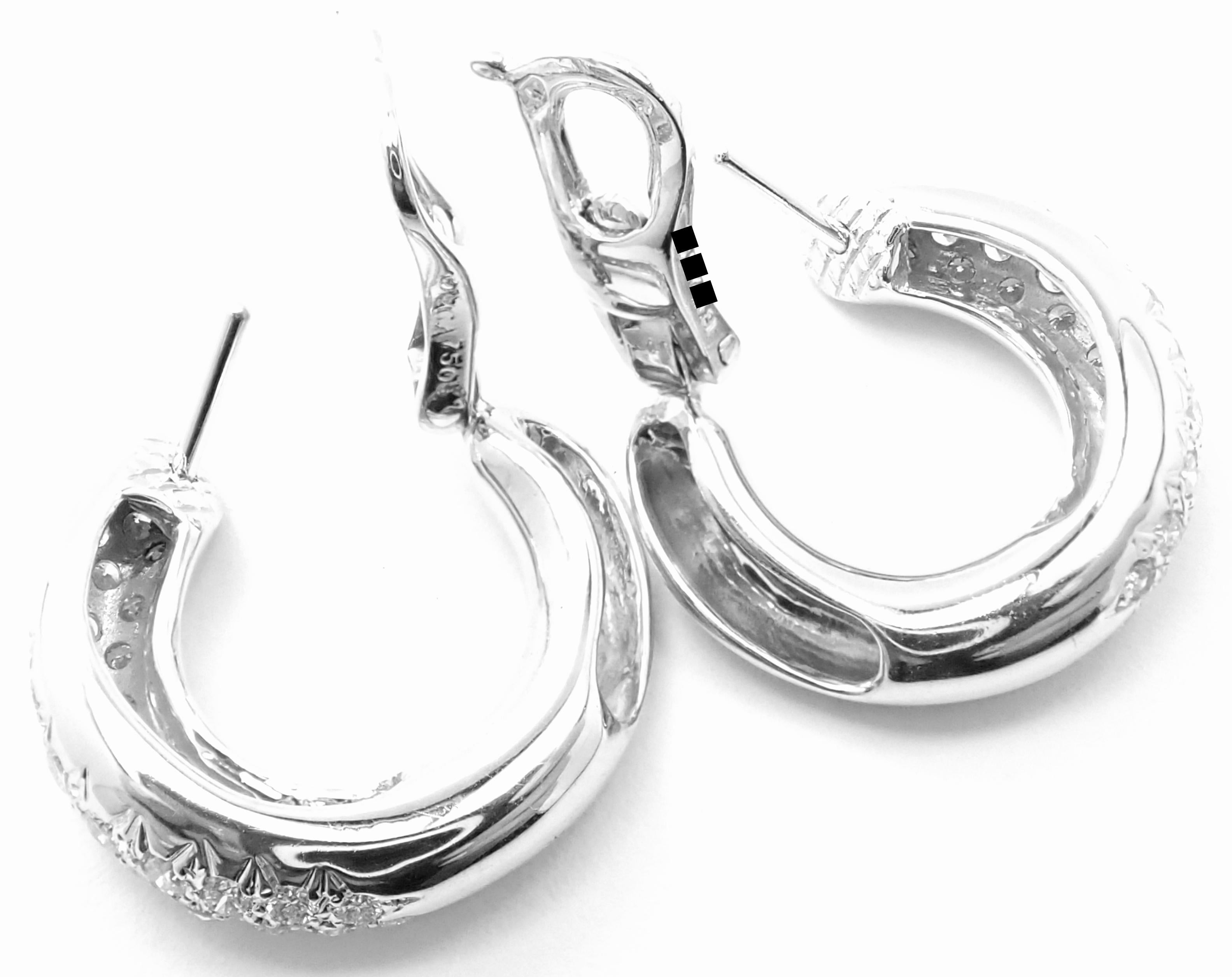 Van Cleef & Arpels Diamond White Gold Hoop Earrings In Excellent Condition For Sale In Holland, PA