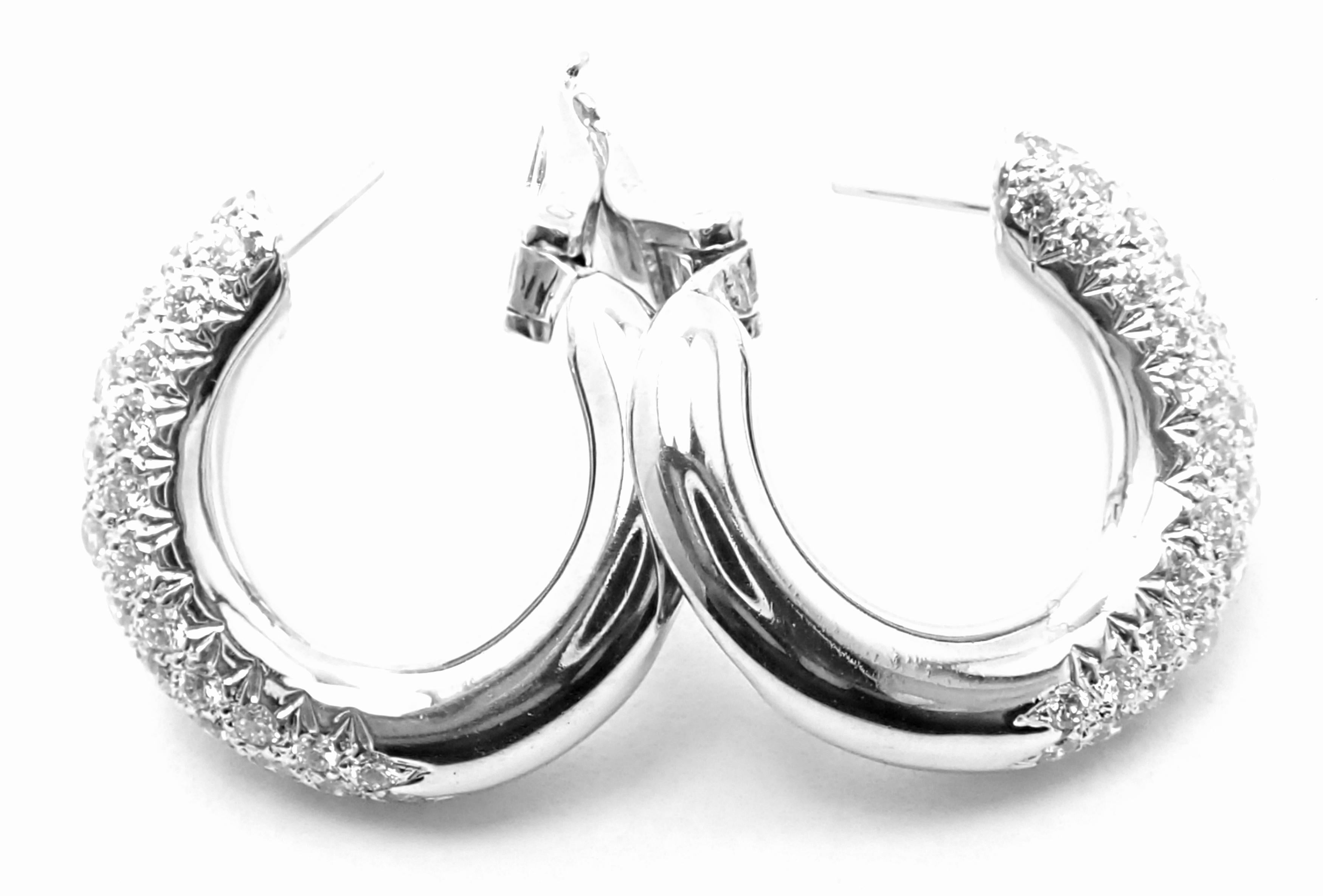 Van Cleef & Arpels Diamond White Gold Hoop Earrings For Sale 1