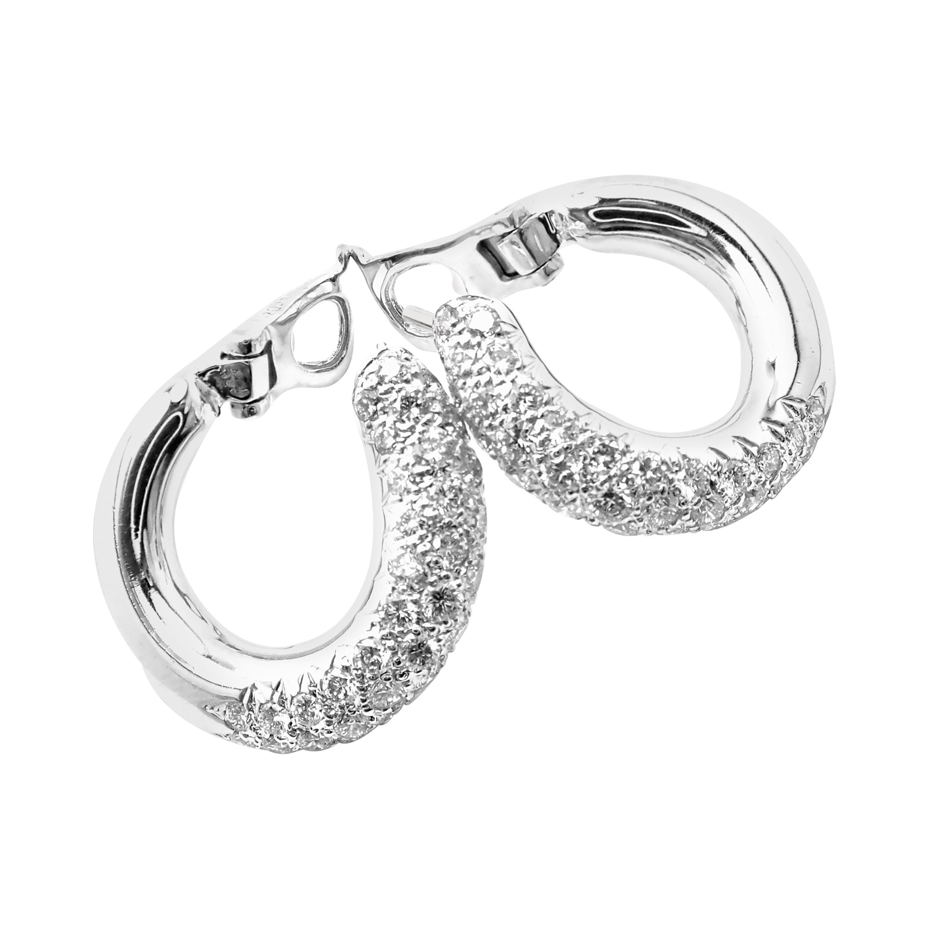Van Cleef & Arpels Diamond White Gold Hoop Earrings For Sale