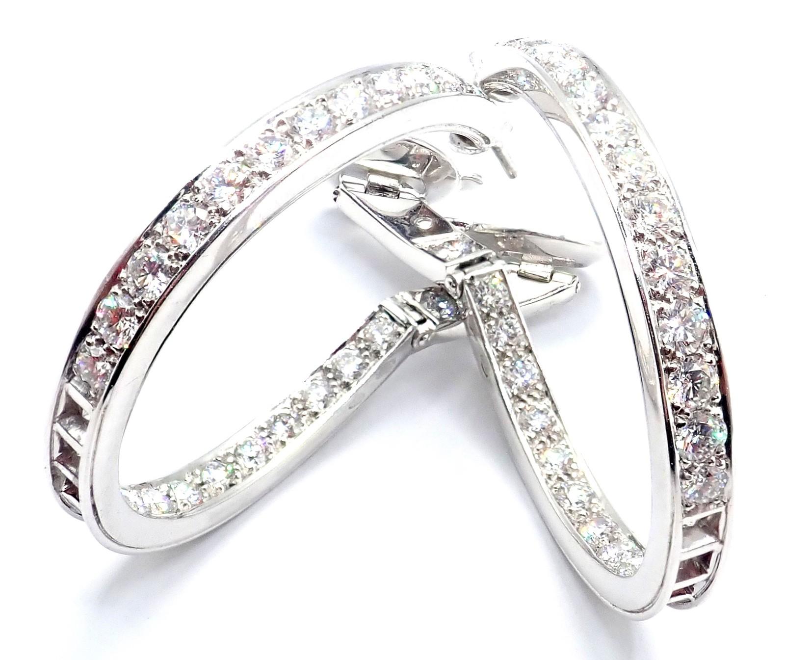Van Cleef & Arpels Diamond White Gold Large Hoop Earrings For Sale 5