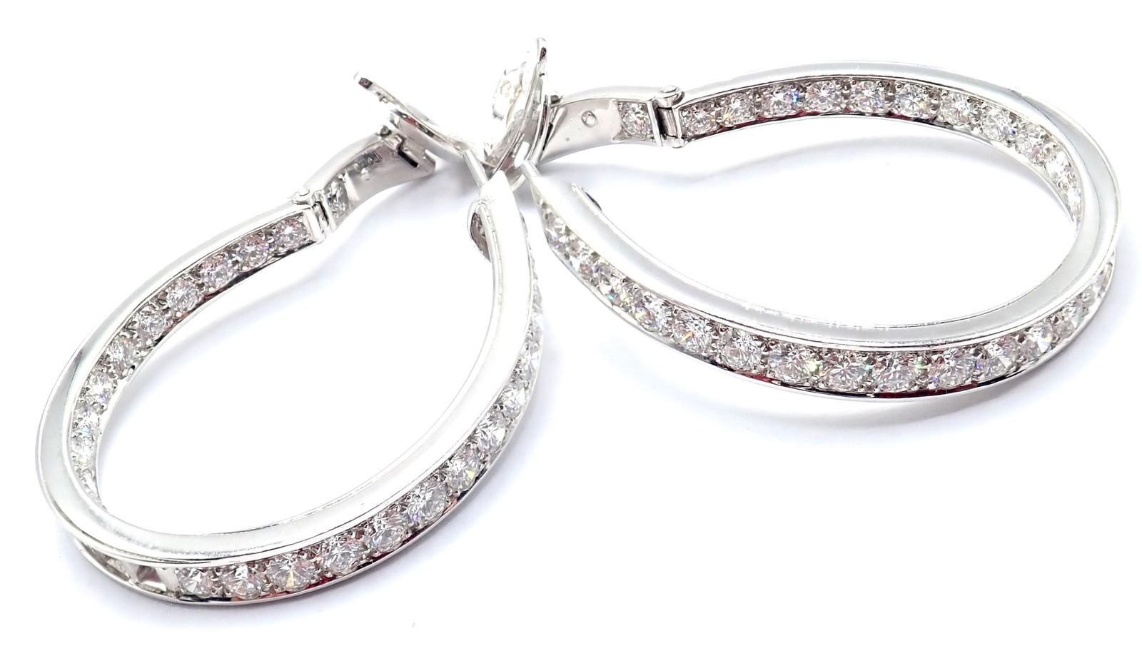 Van Cleef & Arpels Diamond White Gold Large Hoop Earrings For Sale 6