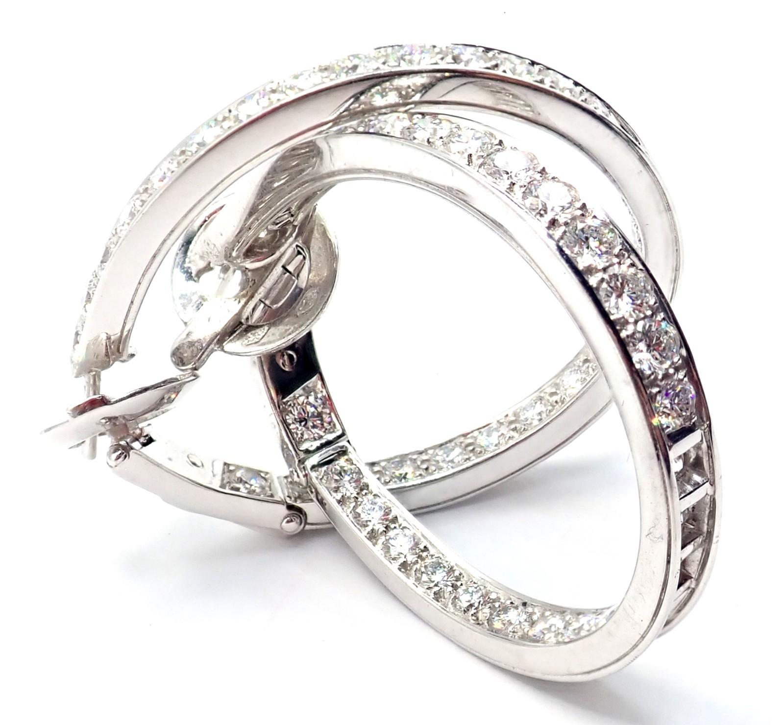 Van Cleef & Arpels Diamond White Gold Large Hoop Earrings For Sale 8