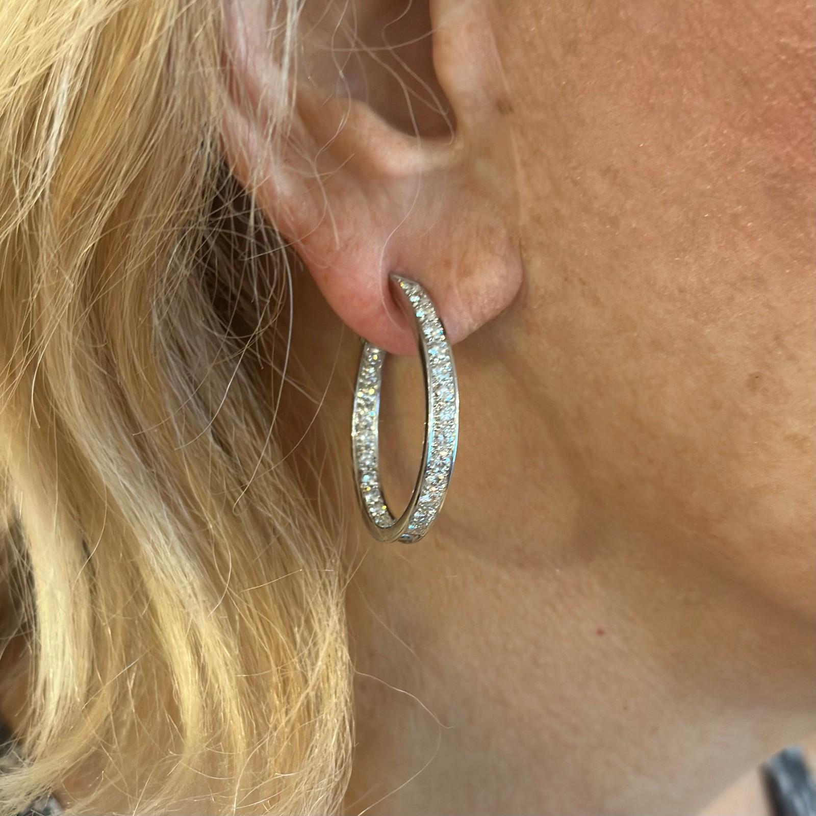 Van Cleef & Arpels Diamond White Gold Large Hoop Earrings For Sale 9