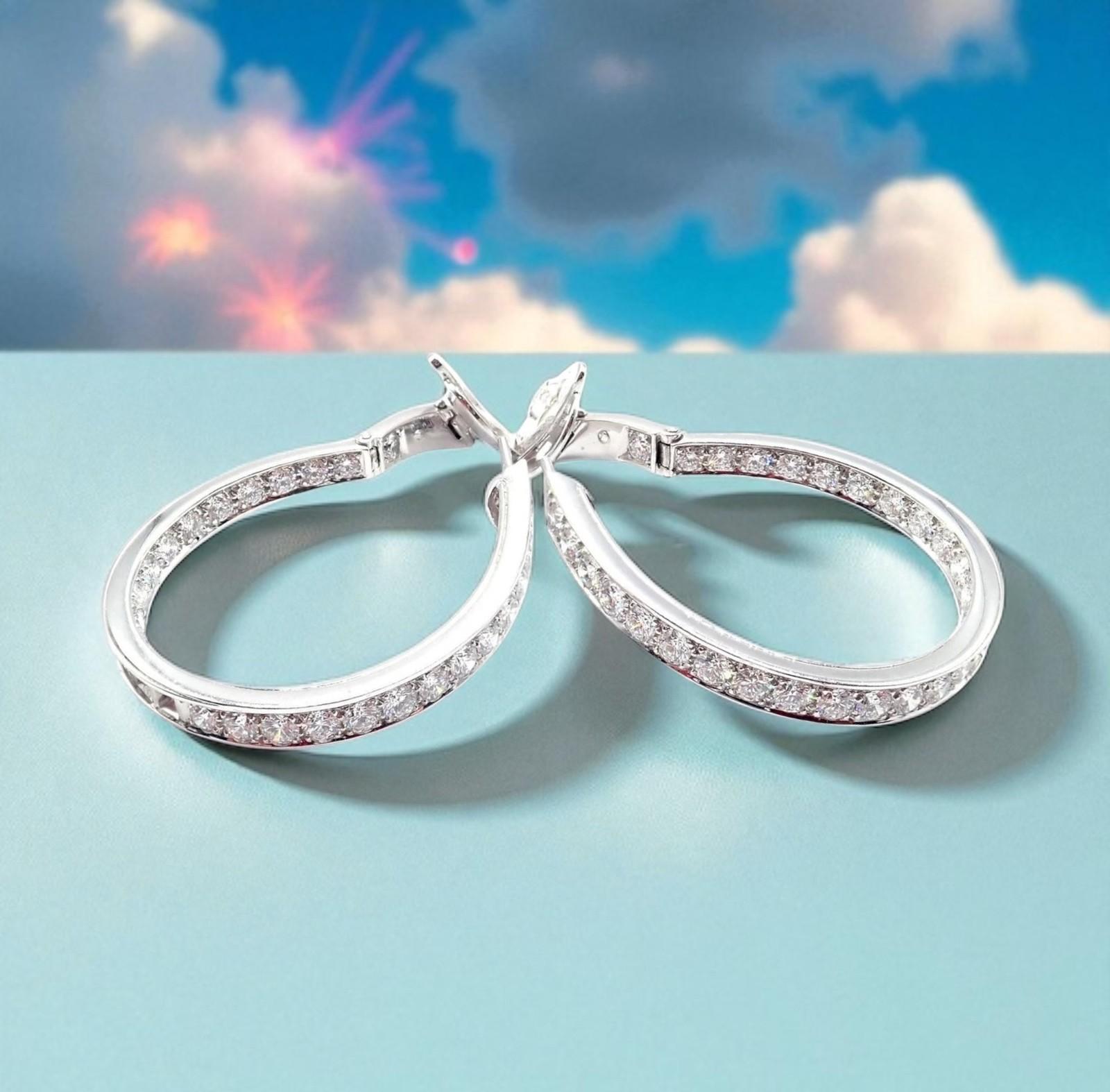 Brilliant Cut Van Cleef & Arpels Diamond White Gold Large Hoop Earrings For Sale