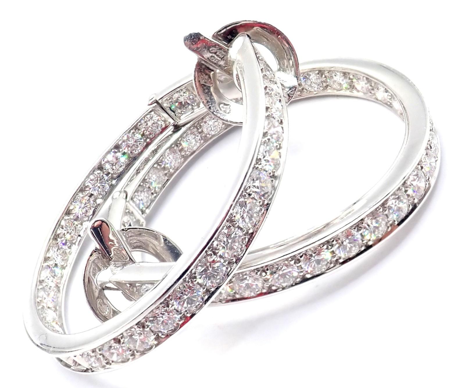 Women's or Men's Van Cleef & Arpels Diamond White Gold Large Hoop Earrings For Sale