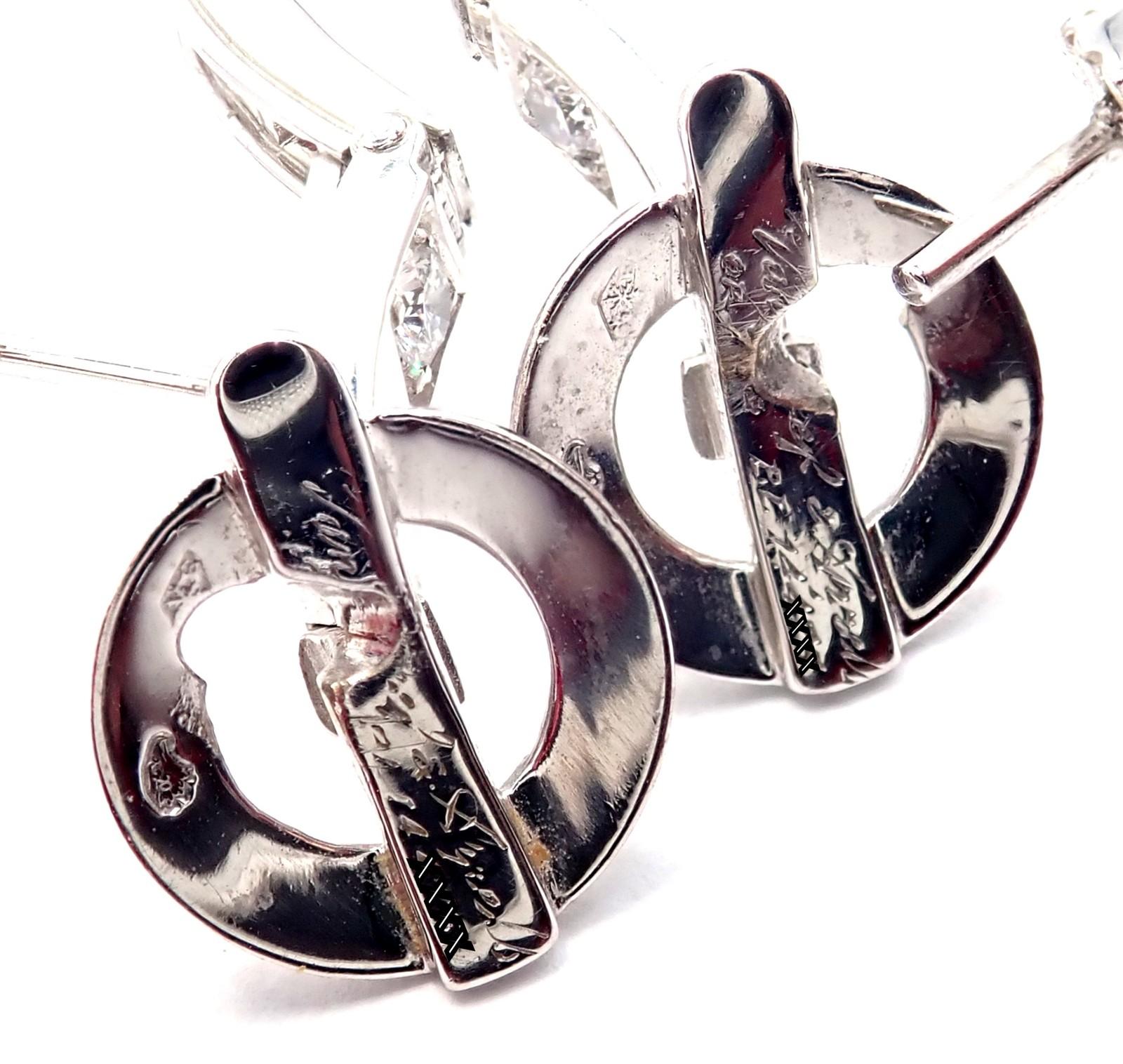 Van Cleef & Arpels Diamond White Gold Large Hoop Earrings For Sale 1