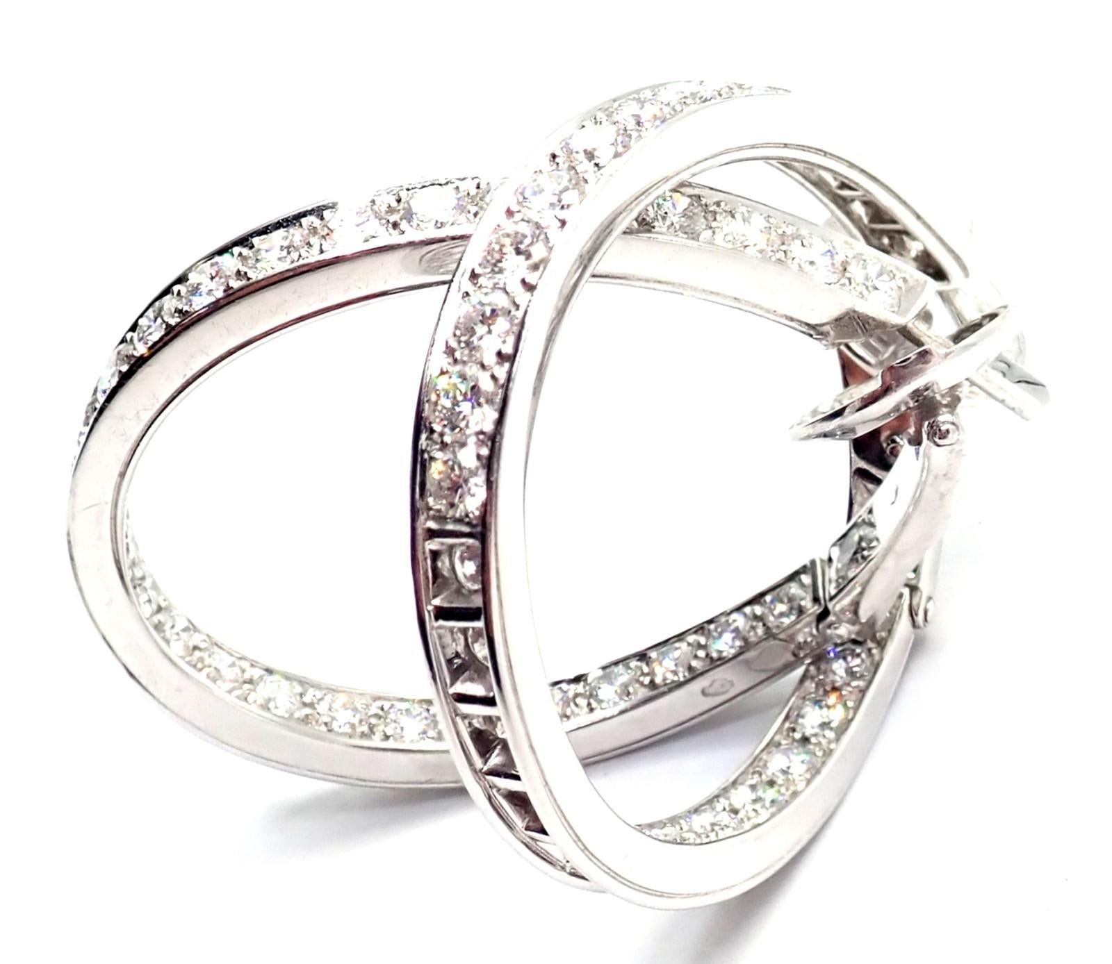 Van Cleef & Arpels Diamond White Gold Large Hoop Earrings For Sale 2