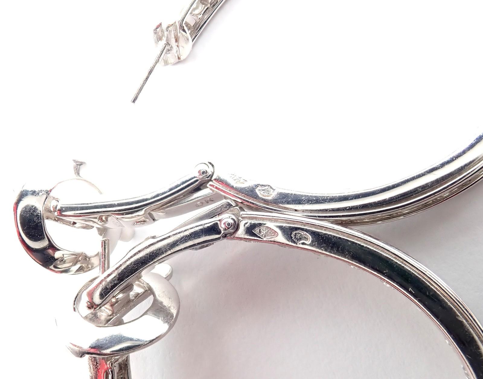 Van Cleef & Arpels Diamond White Gold Large Hoop Earrings For Sale 4