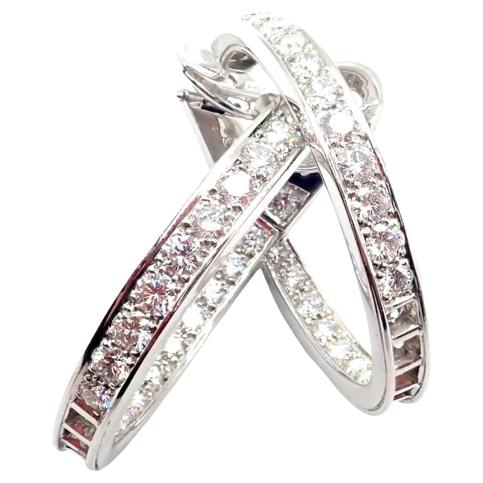 Van Cleef & Arpels Diamond White Gold Large Hoop Earrings For Sale