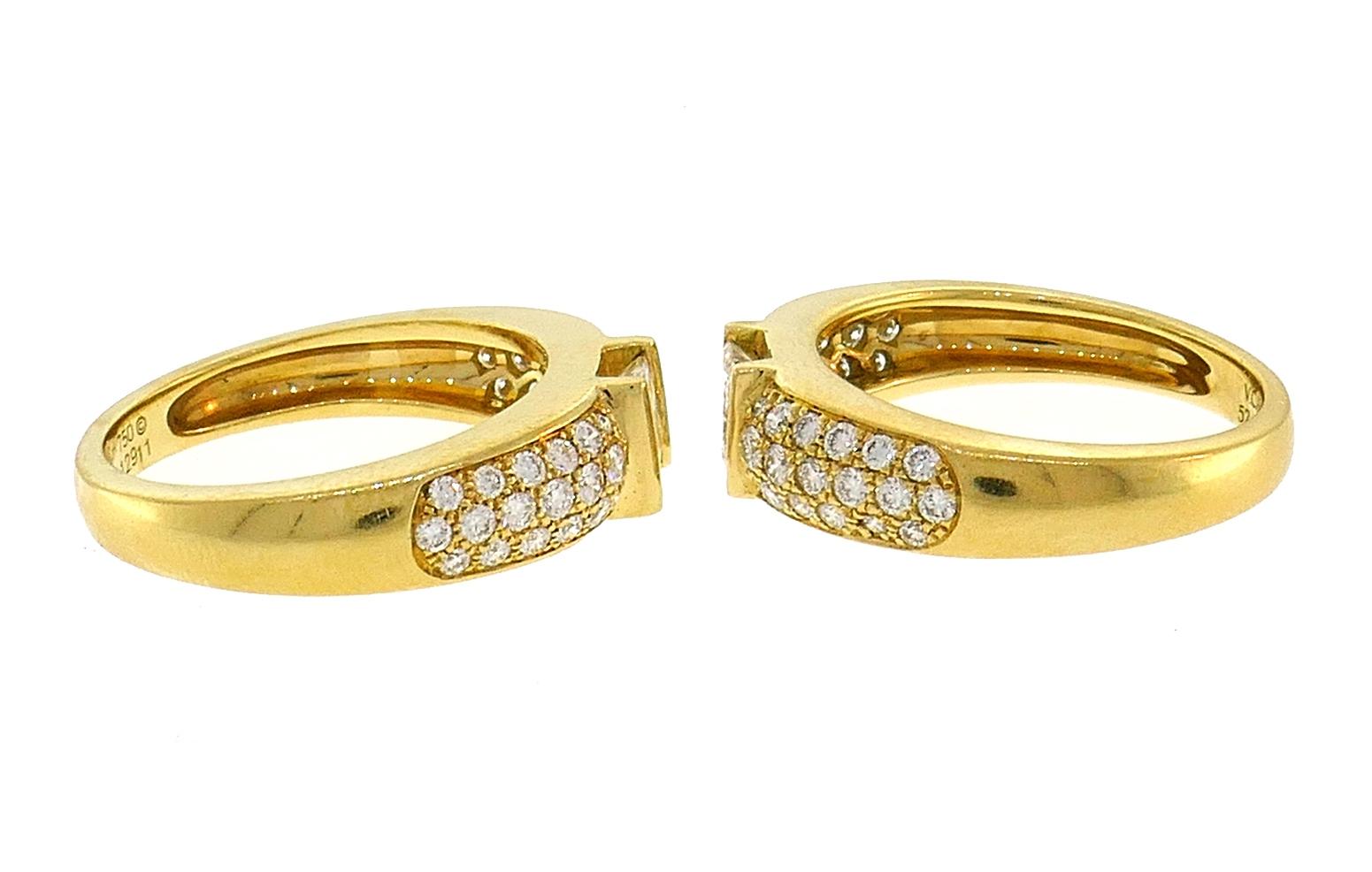 Women's or Men's Van Cleef & Arpels Diamond Yellow Gold Band Ring Duo VCA