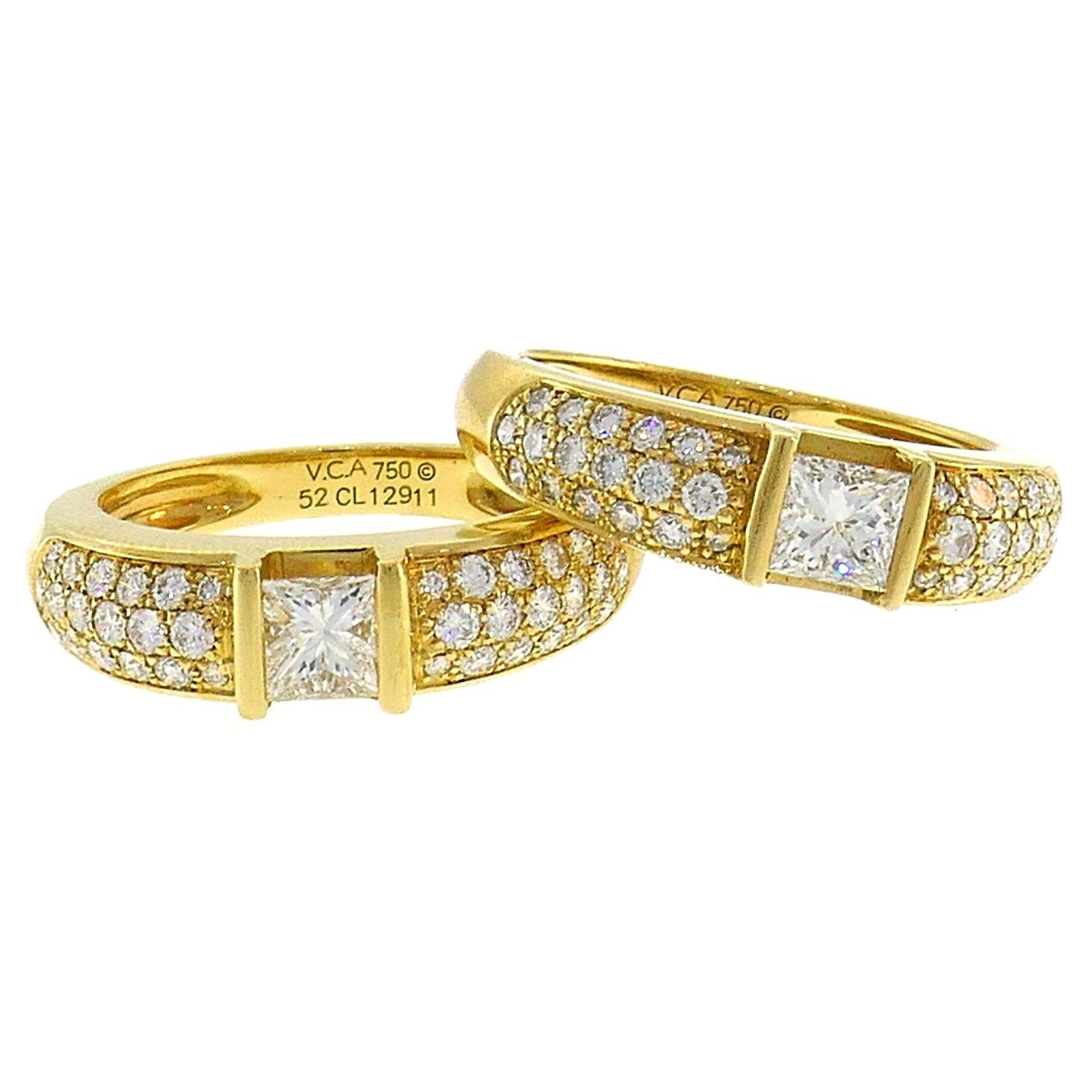 Van Cleef & Arpels Diamond Yellow Gold Band Ring Duo VCA