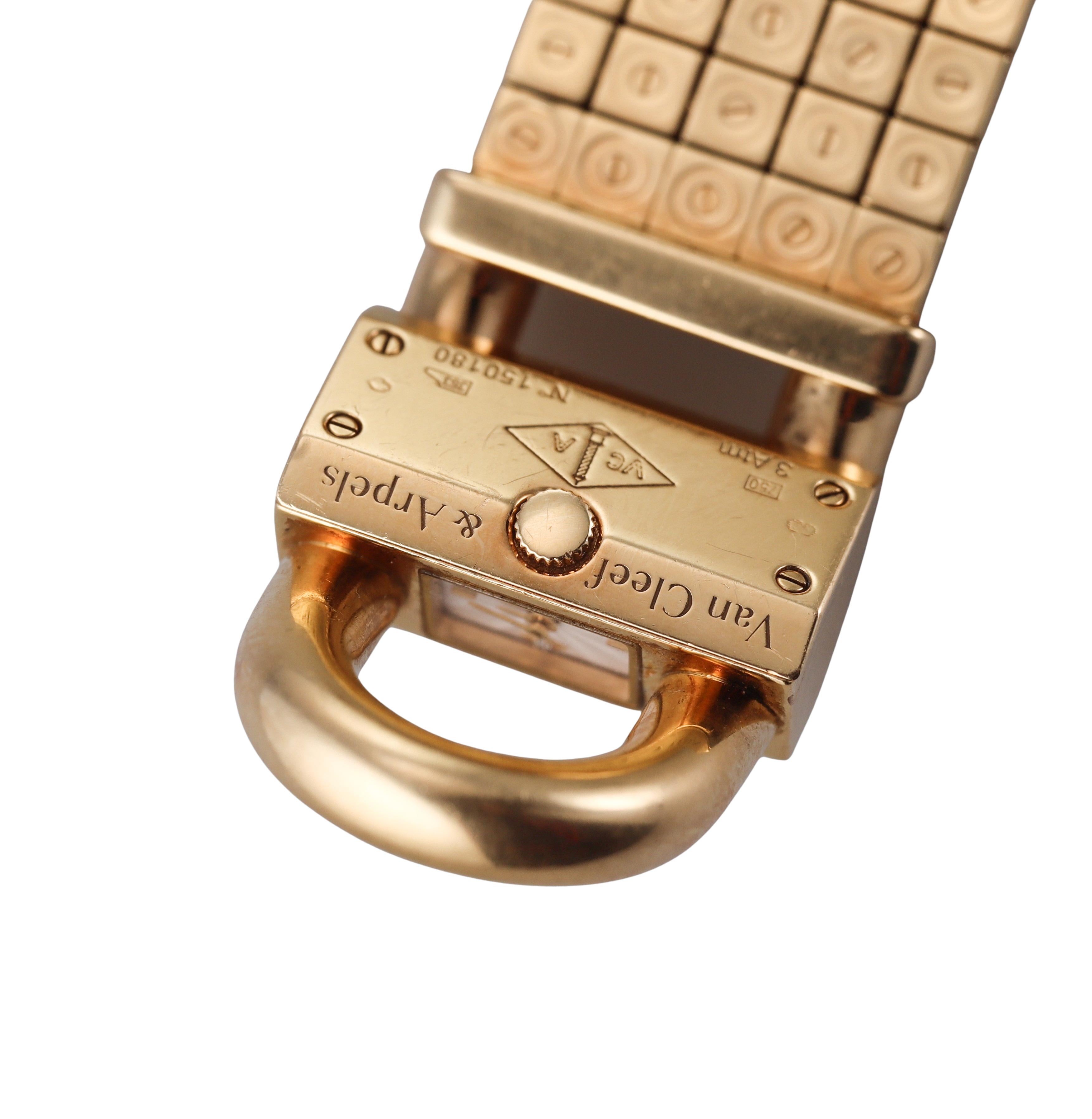 Women's Van Cleef & Arpels Diamond Yellow Gold Buckle Bracelet Watch For Sale