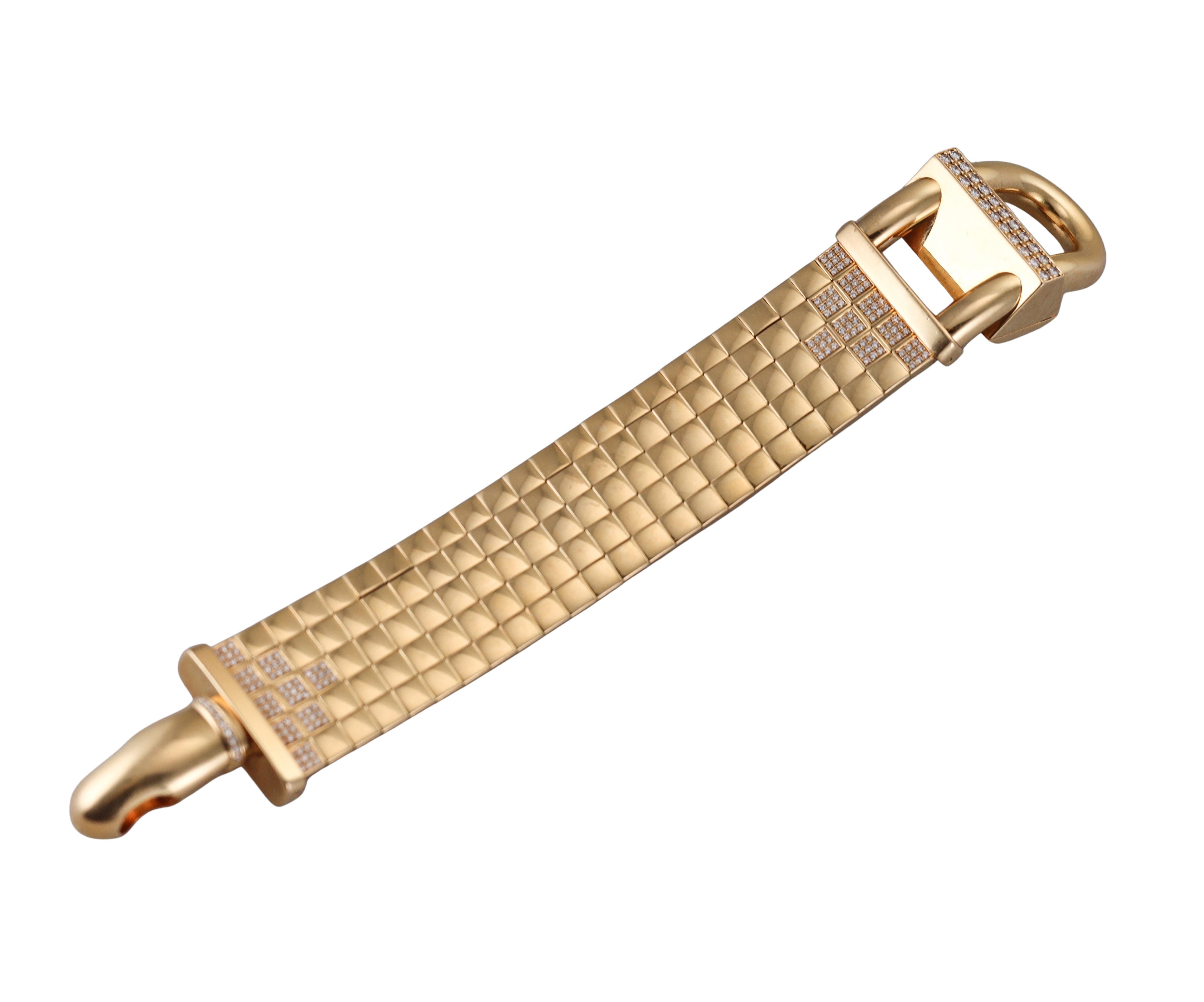 Van Cleef & Arpels Diamond Yellow Gold Buckle Bracelet Watch For Sale 1