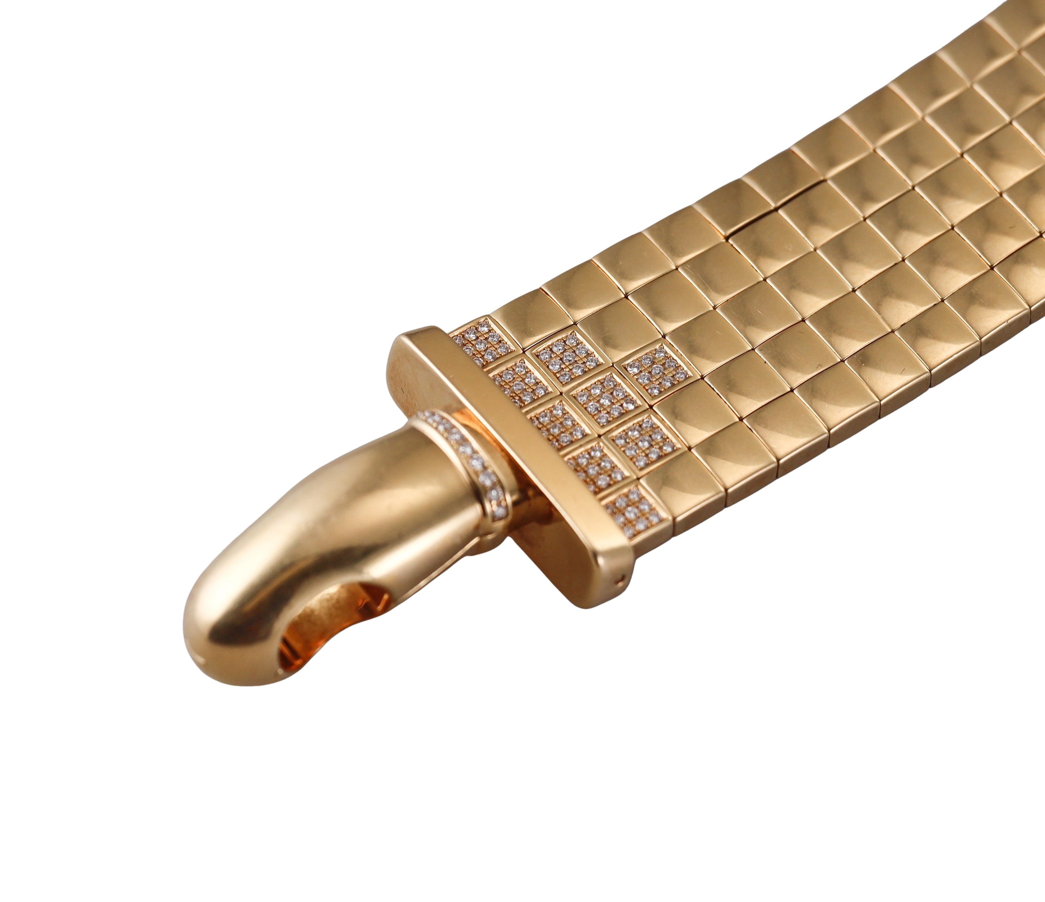 Van Cleef & Arpels Diamond Yellow Gold Buckle Bracelet Watch For Sale 2