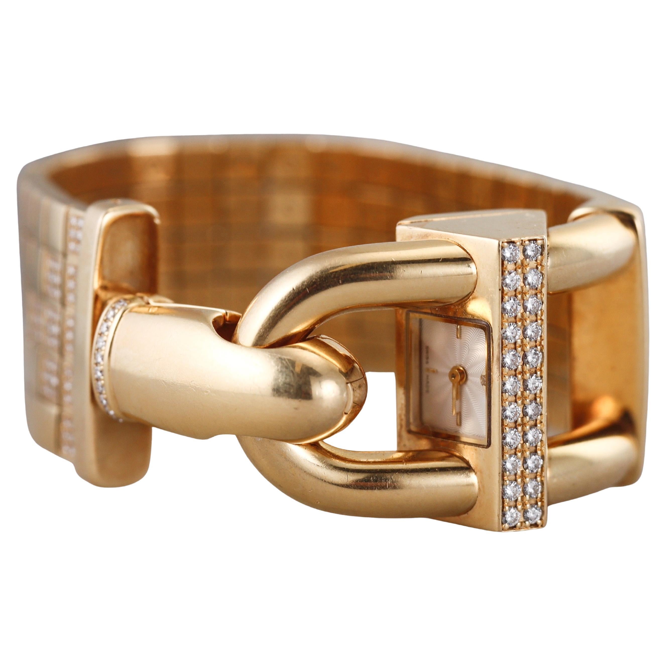 Van Cleef & Arpels Diamond Yellow Gold Buckle Bracelet Watch